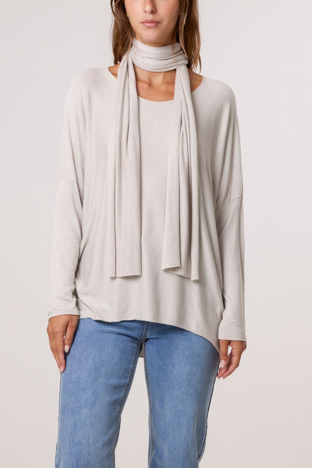 Wool Blend Crew Neck Jumper & Scarf