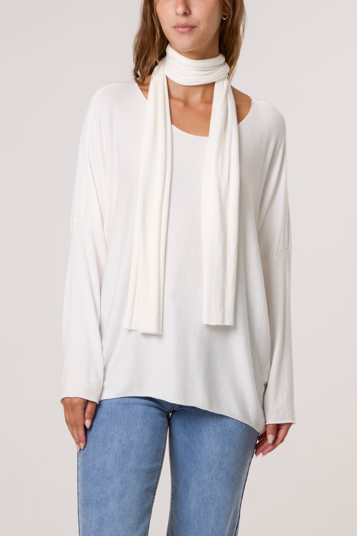 Wool Blend Crew Neck Jumper & Scarf