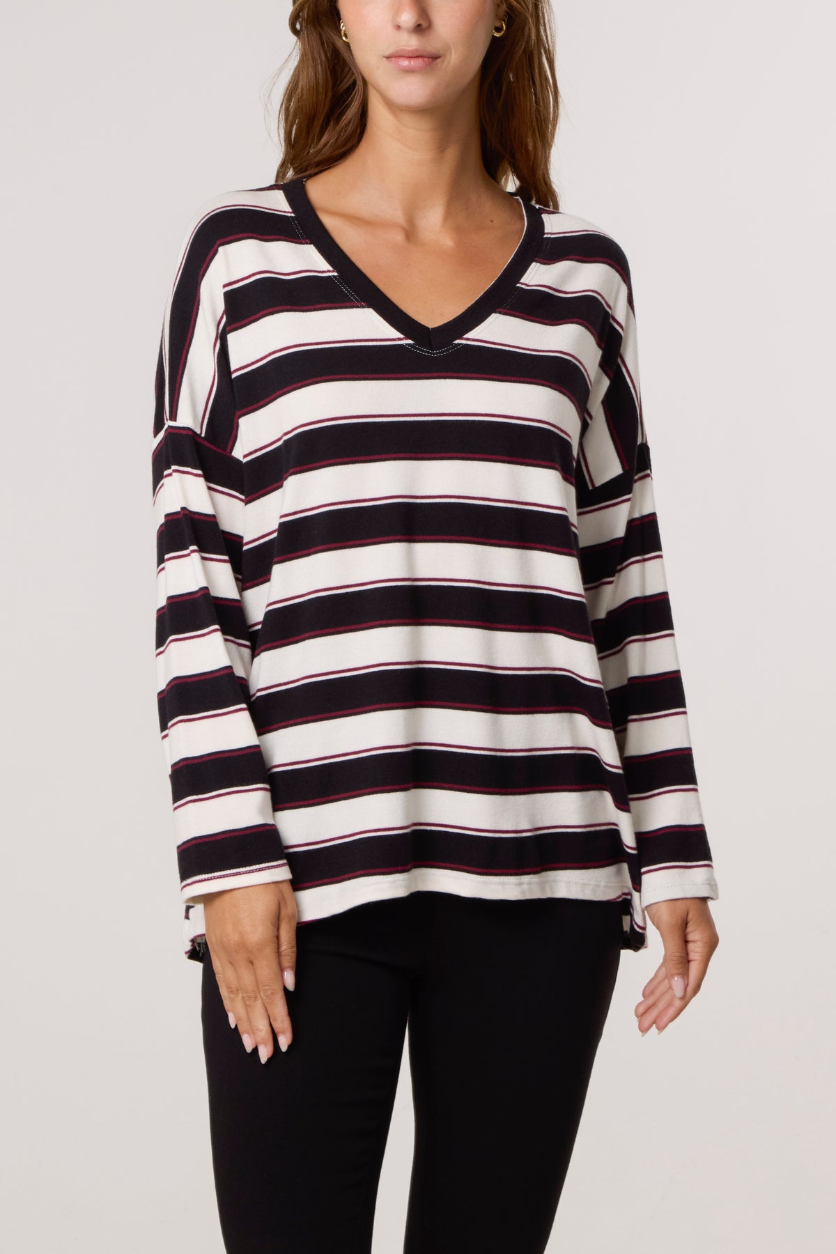 V-Neck Wool Blend Striped Jumper
