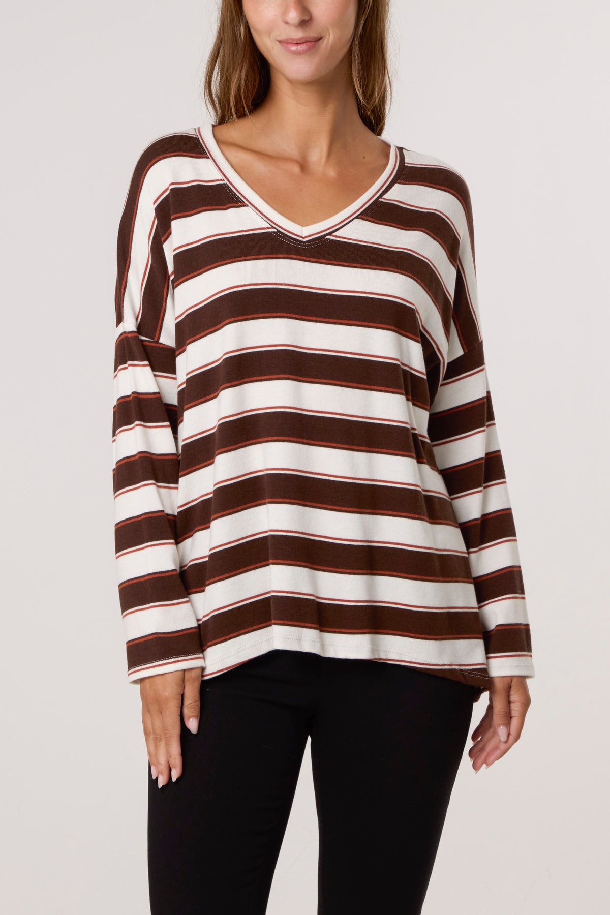 V-Neck Wool Blend Striped Jumper