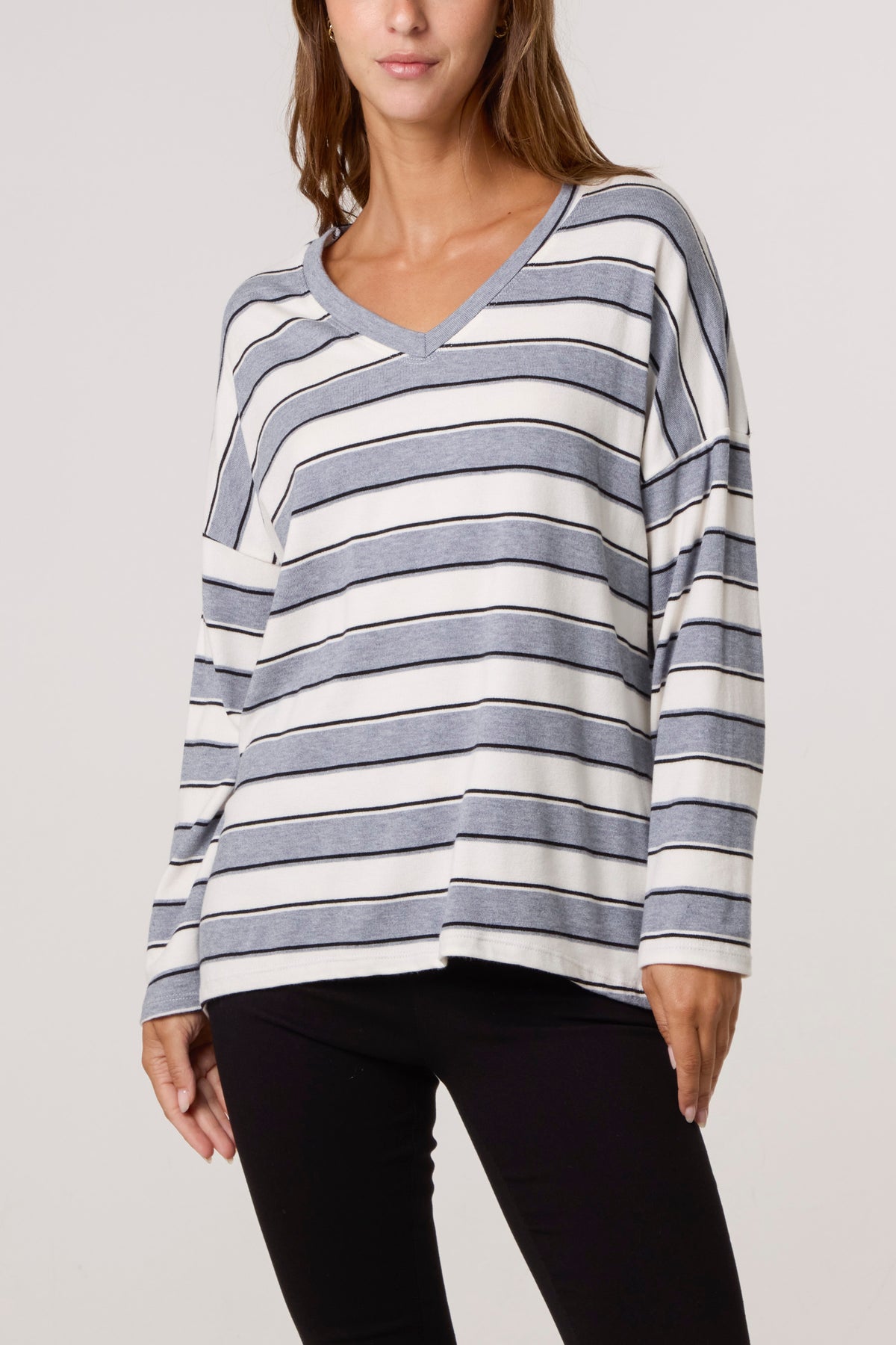 V-Neck Wool Blend Striped Jumper