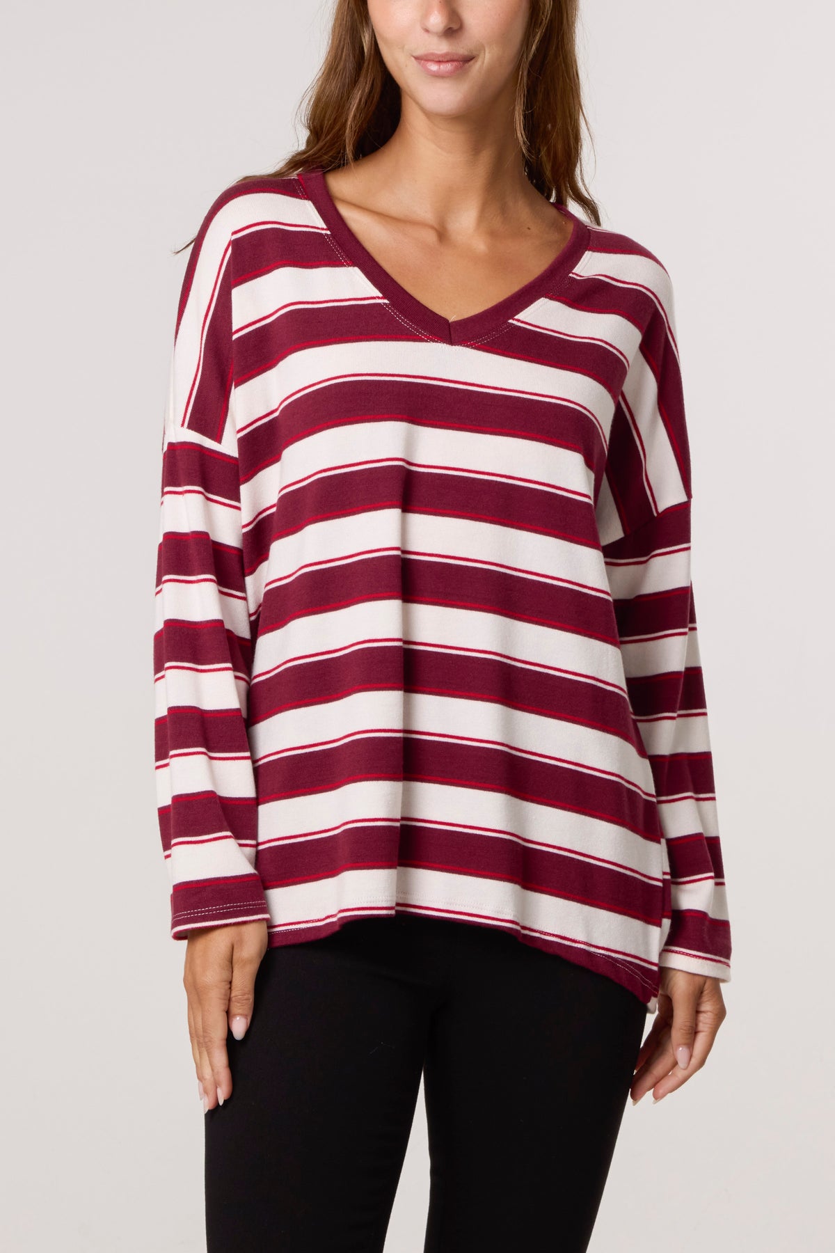 V-Neck Wool Blend Striped Jumper