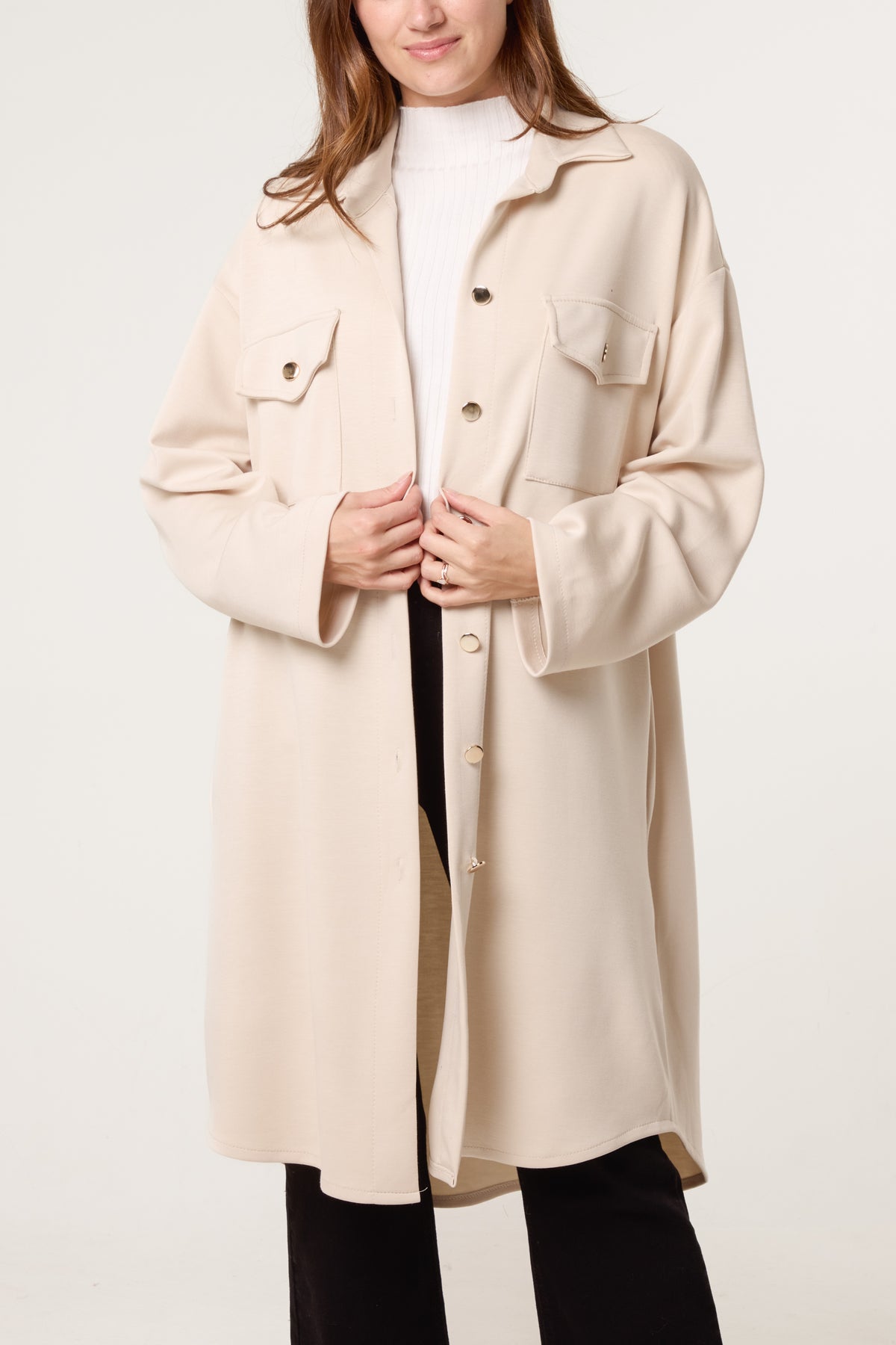 Utility Pockets Jersey Shacket