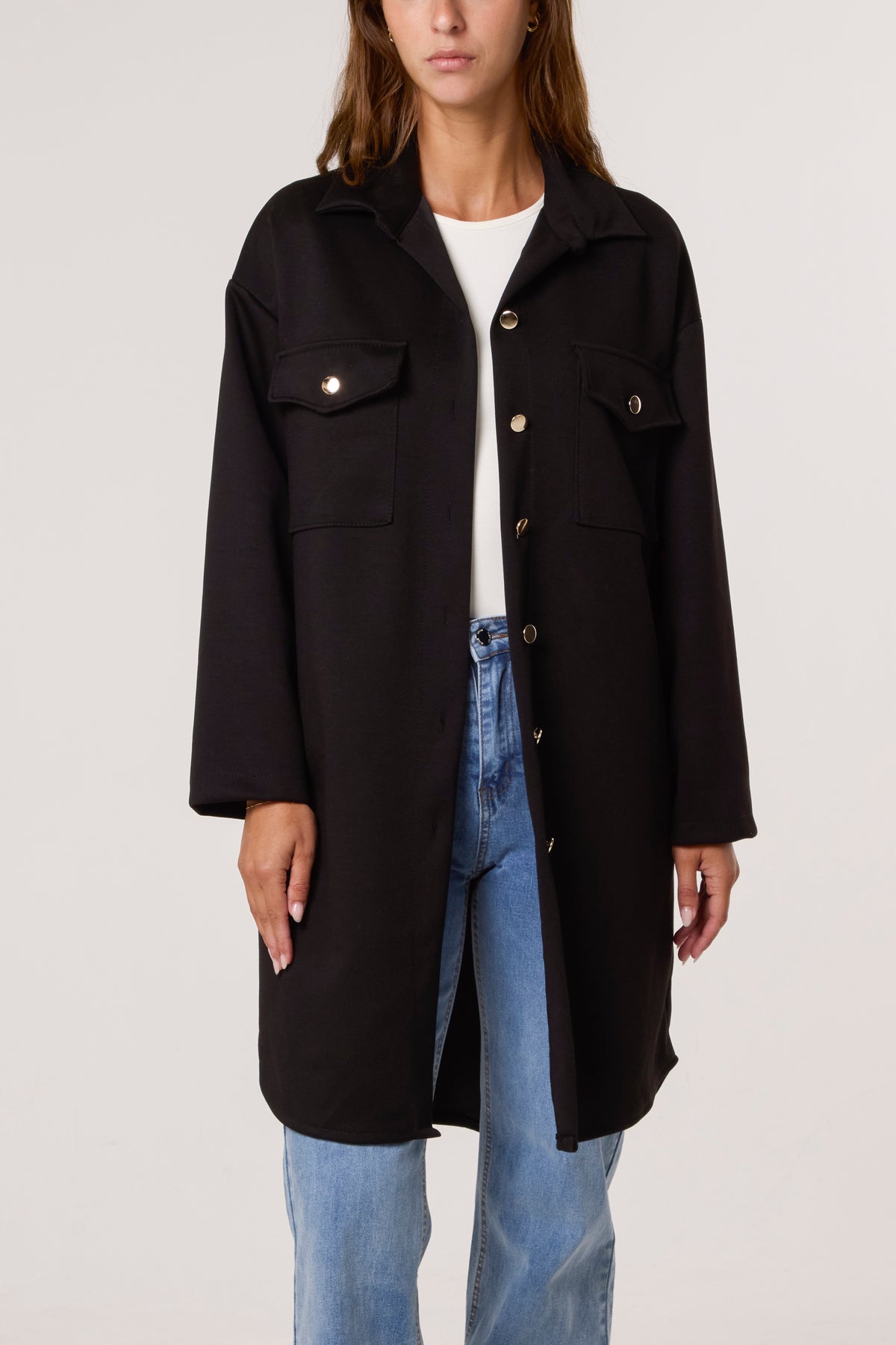 Utility Pockets Jersey Shacket