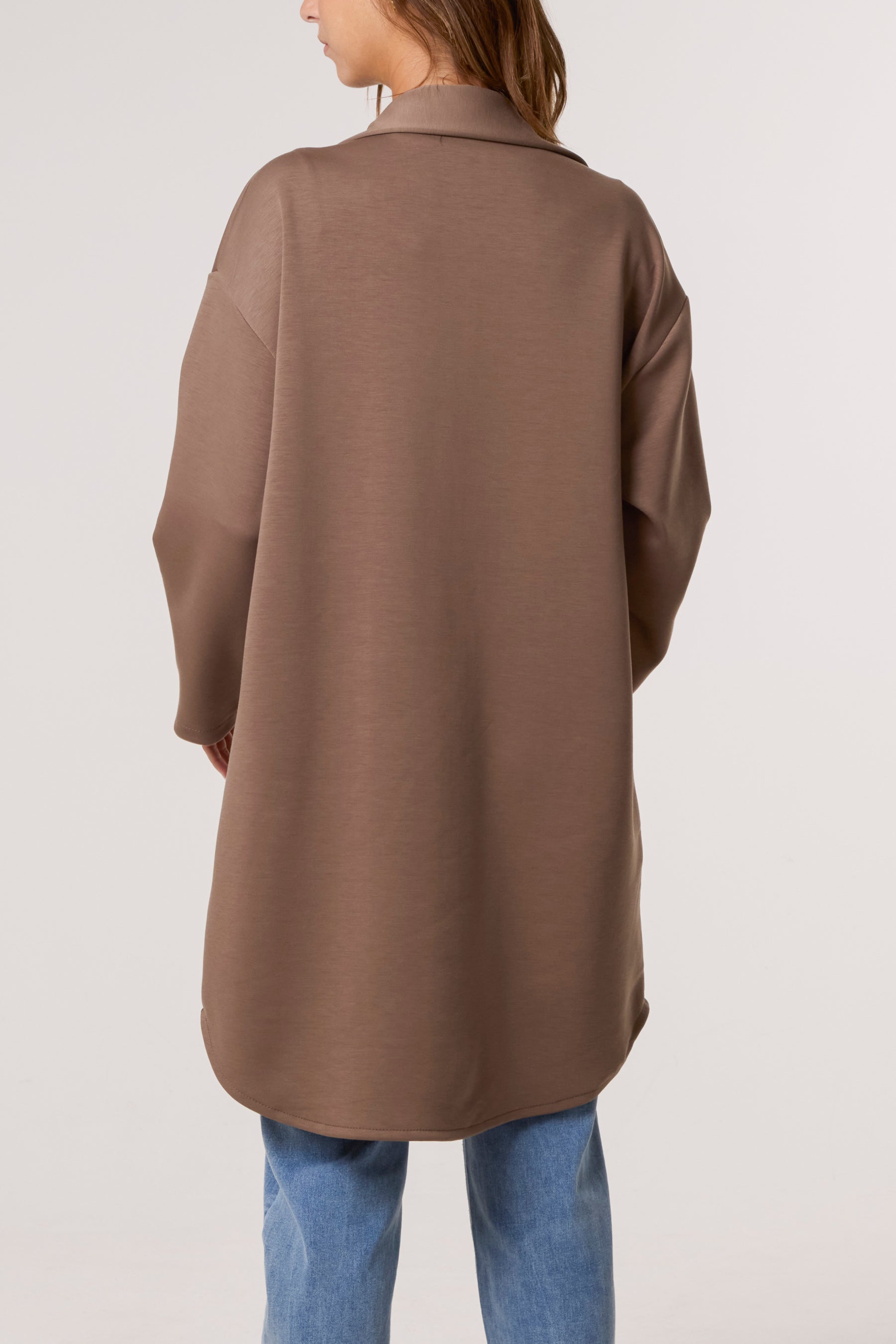 Utility Pockets Jersey Shacket