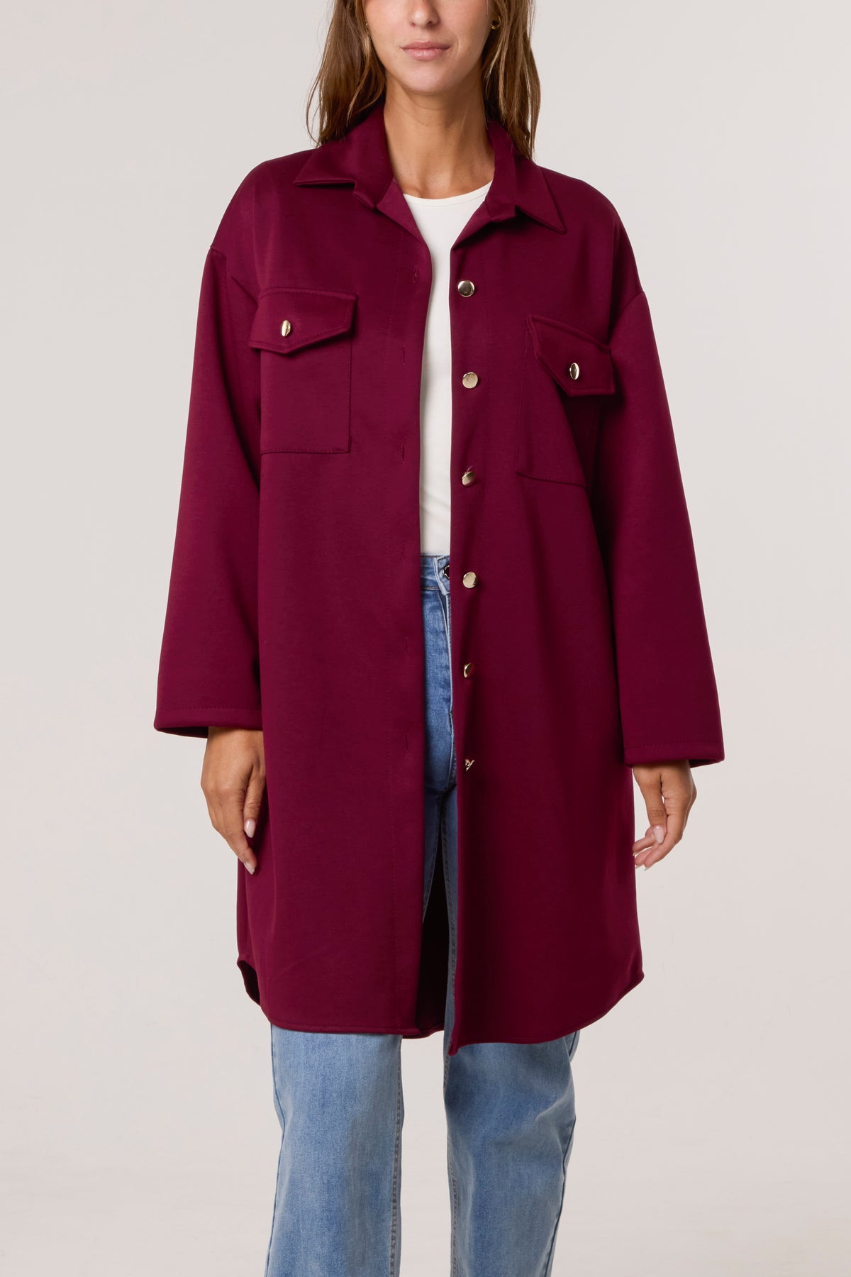 Utility Pockets Jersey Shacket