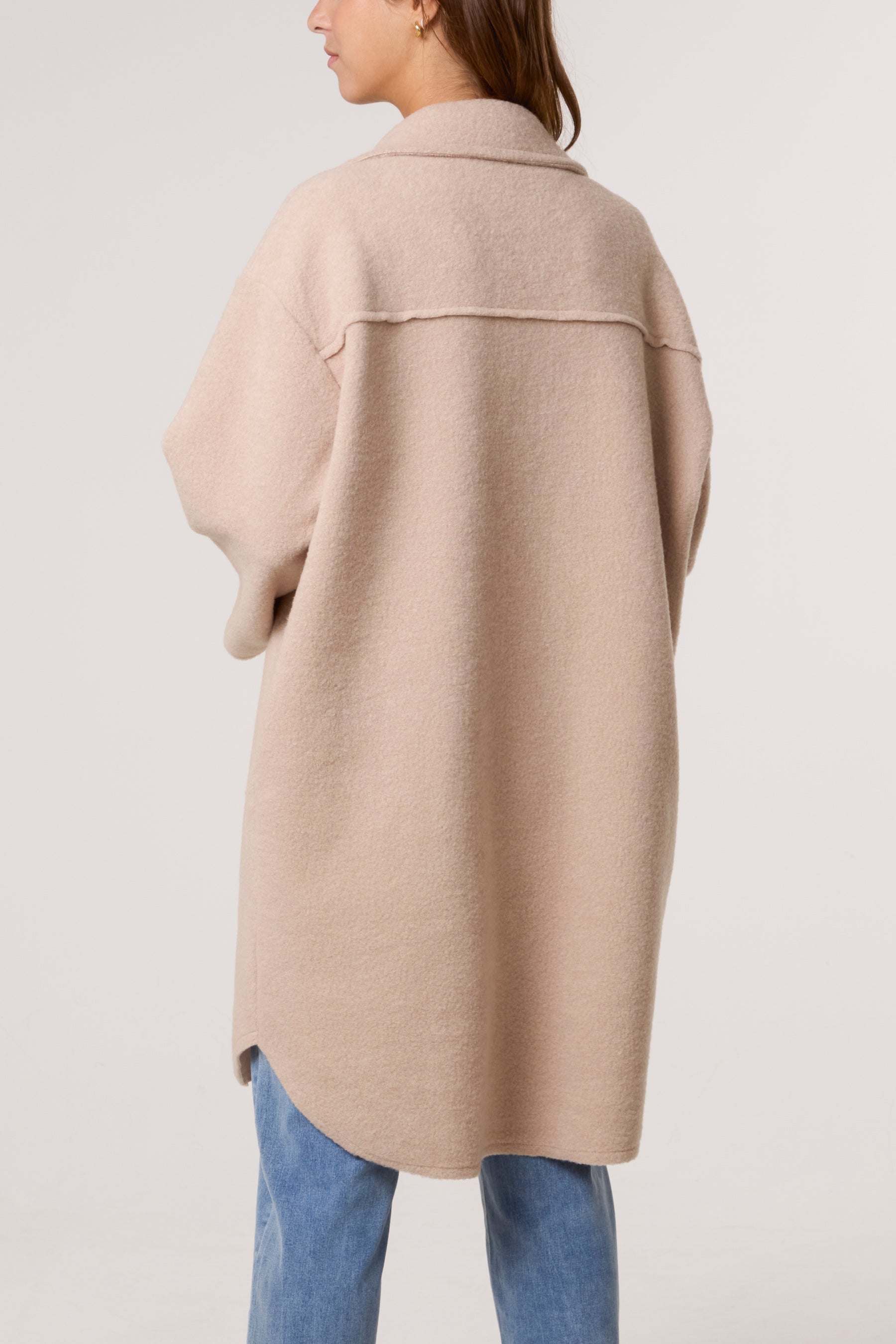 Utility Pockets Wool Like Coat