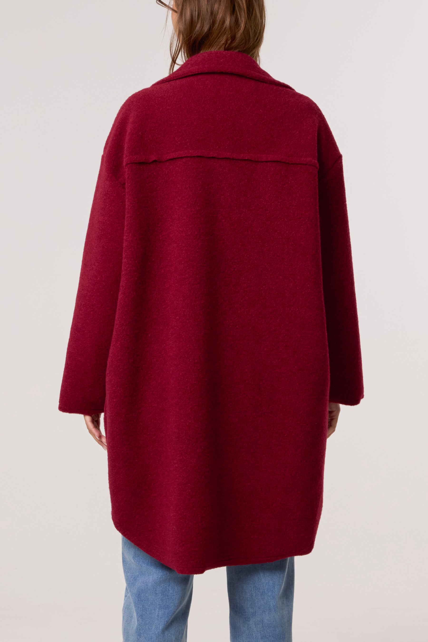 Utility Pockets Wool Like Coat