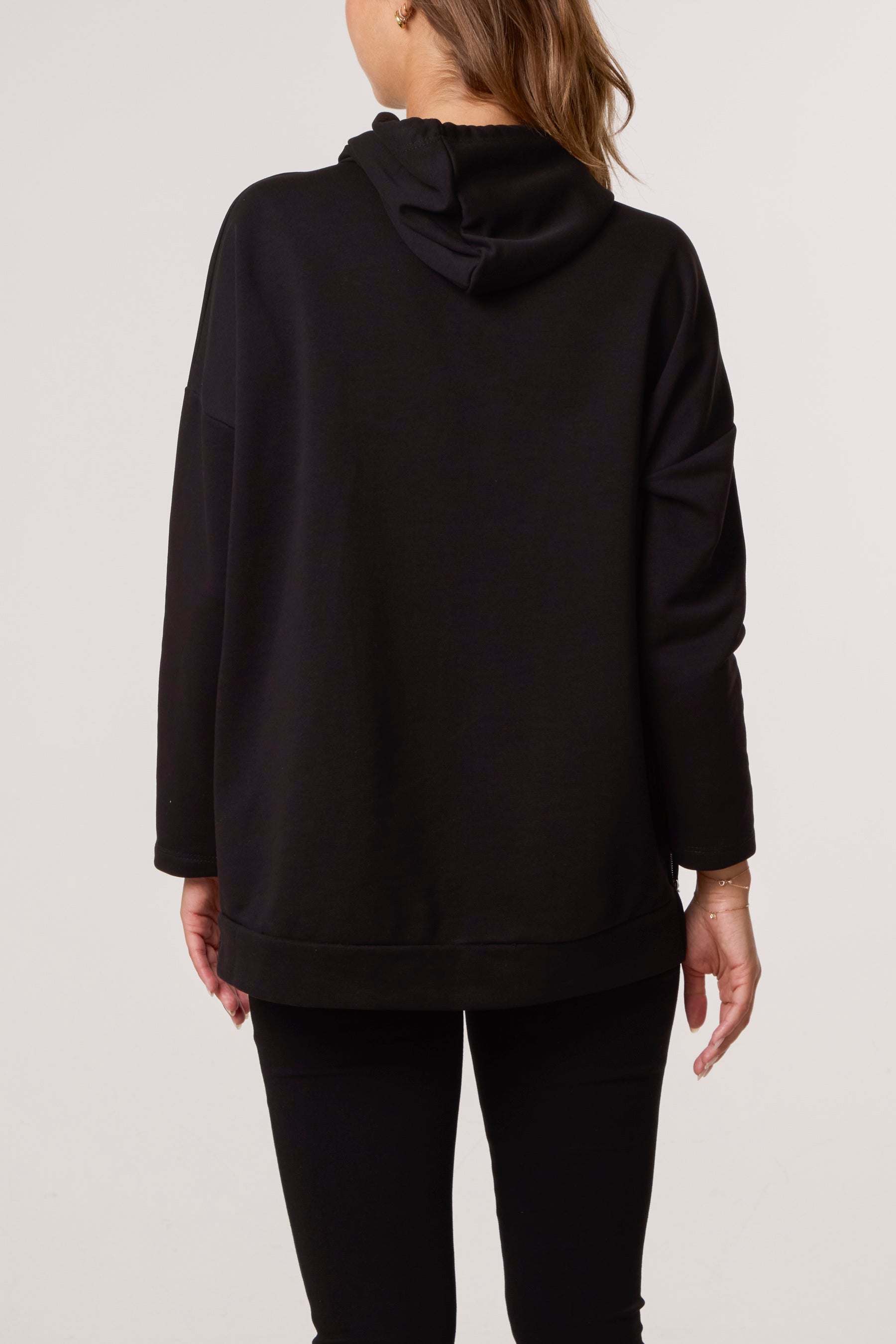Cotton Blend Side Zip Detail Hoodie