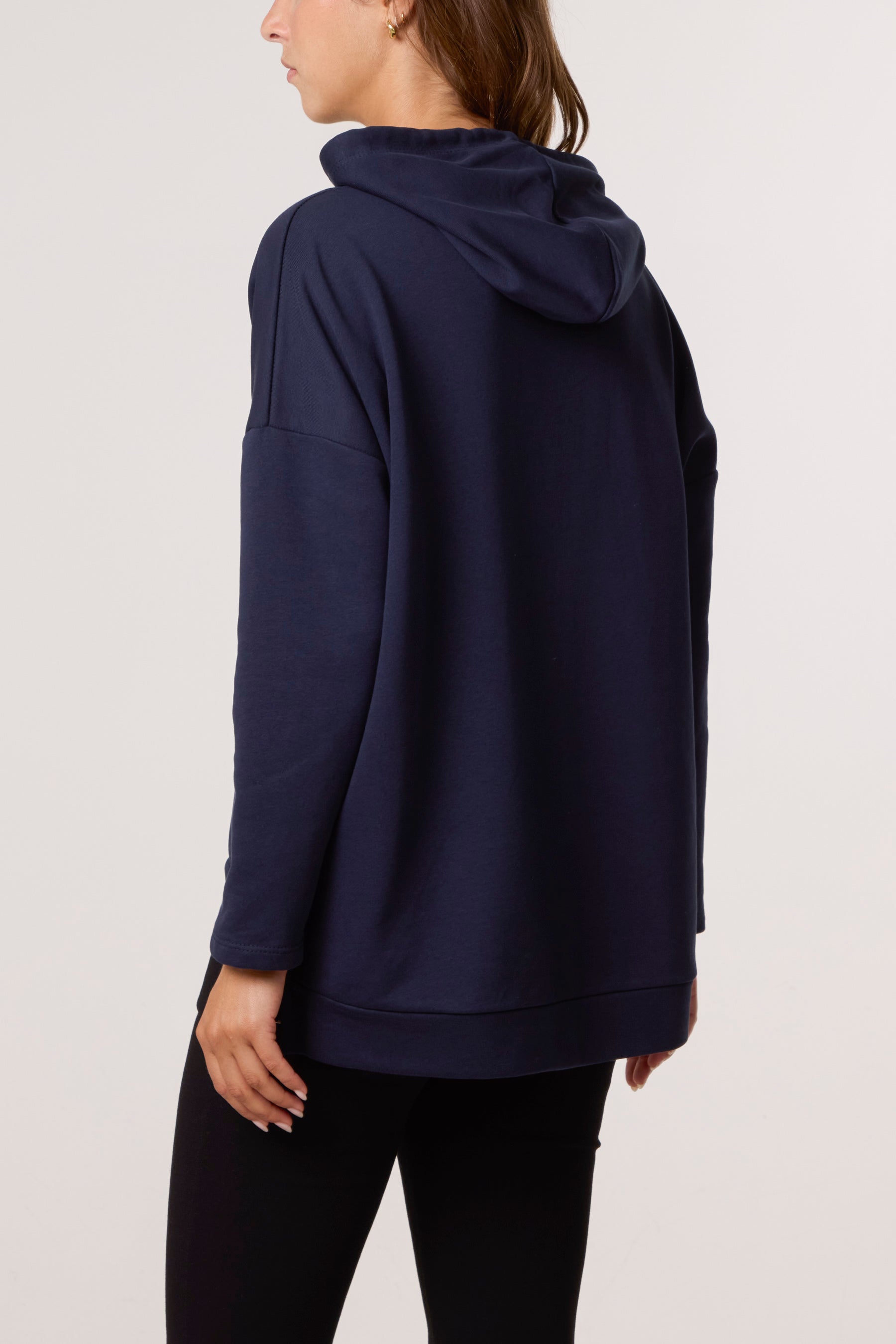 Cotton Blend Side Zip Detail Hoodie