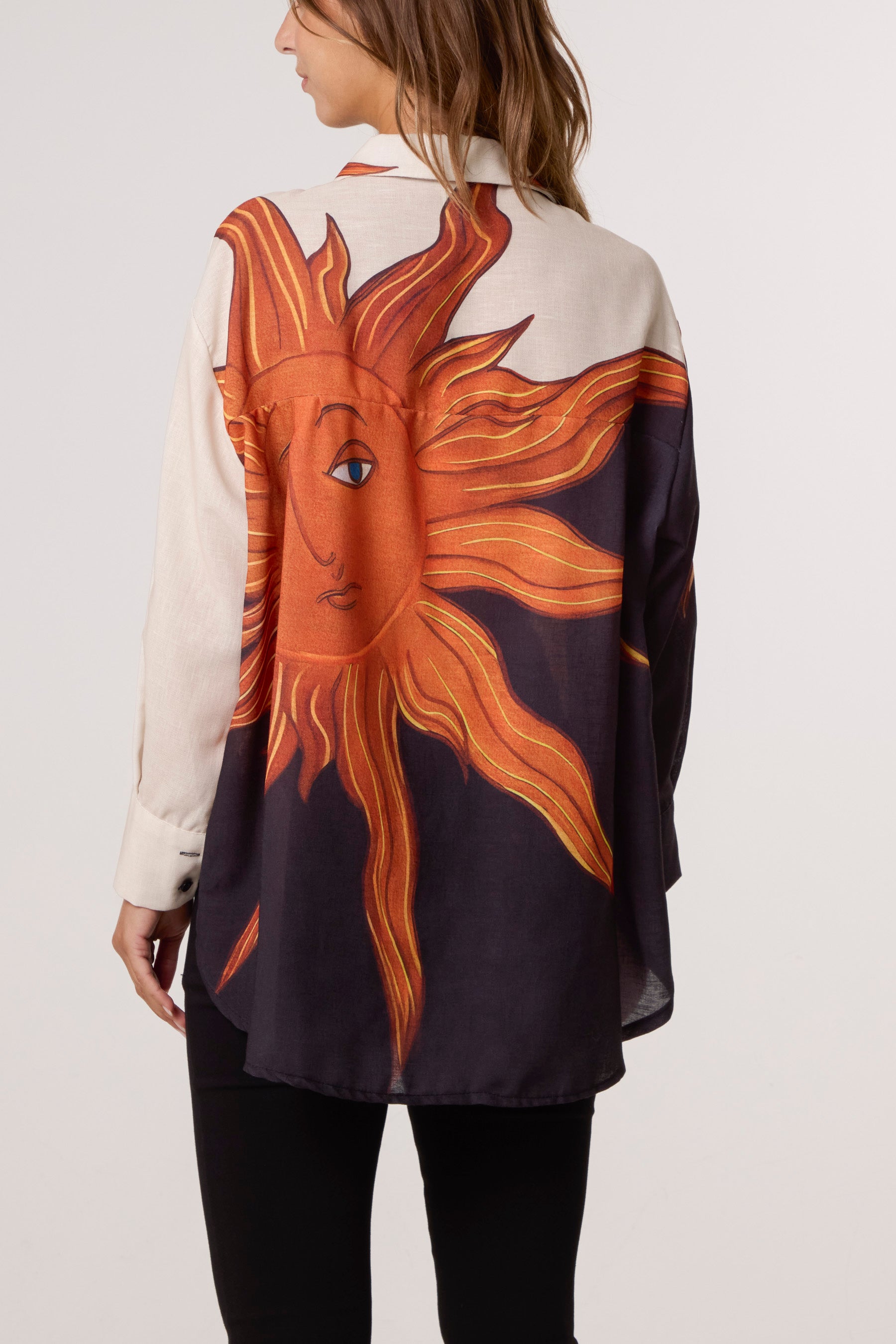 Sun Print Linen Blend Shirt