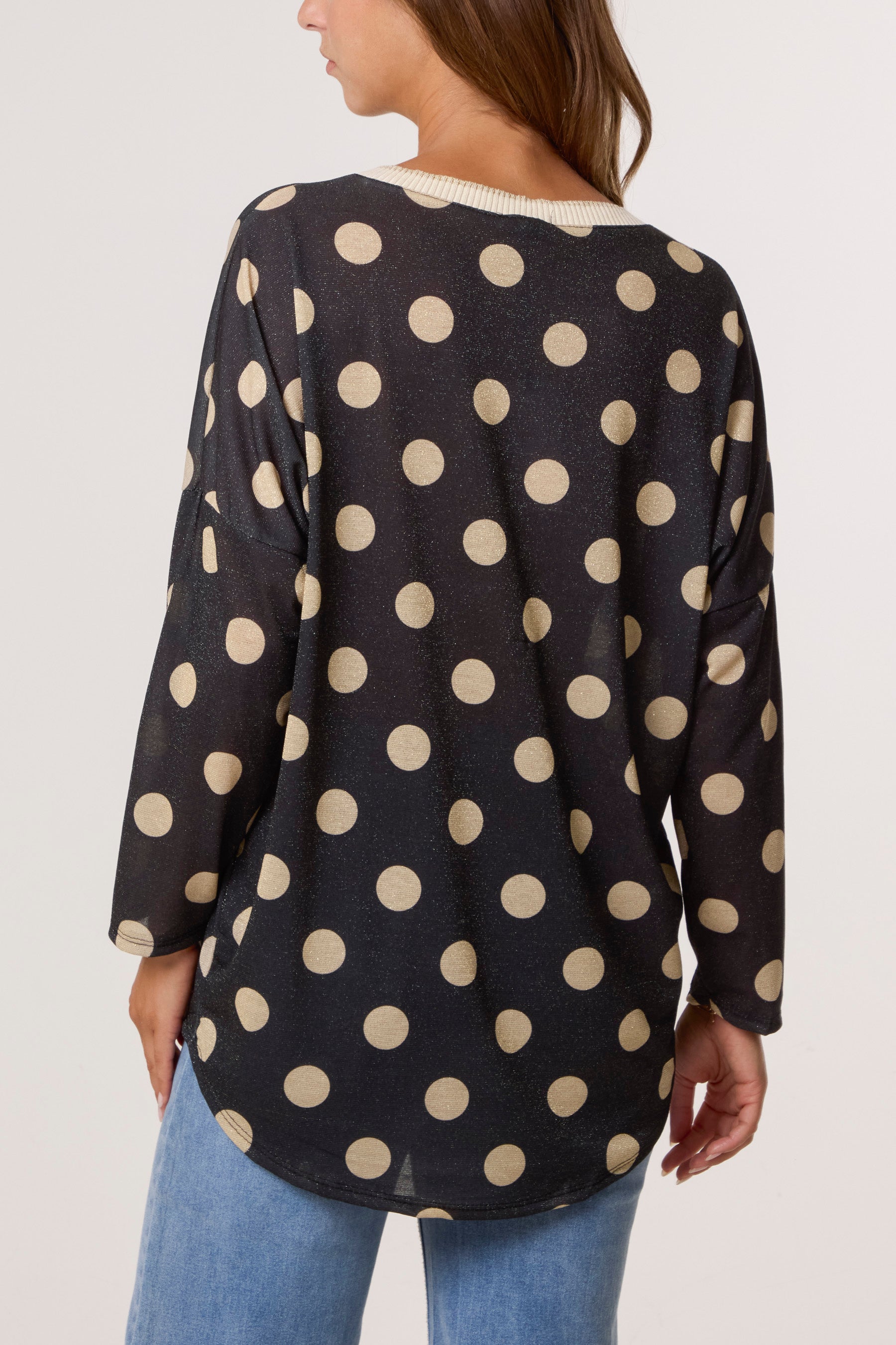 Polka Dot Lurex Fine Knit Jumper