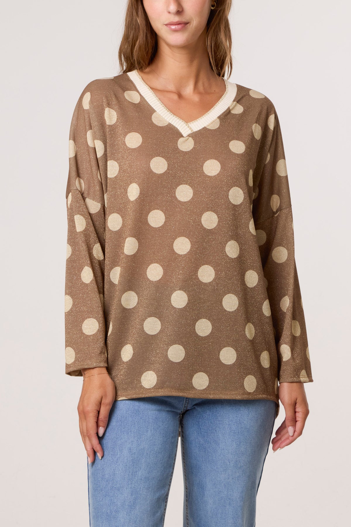 Polka Dot Lurex Fine Knit Jumper