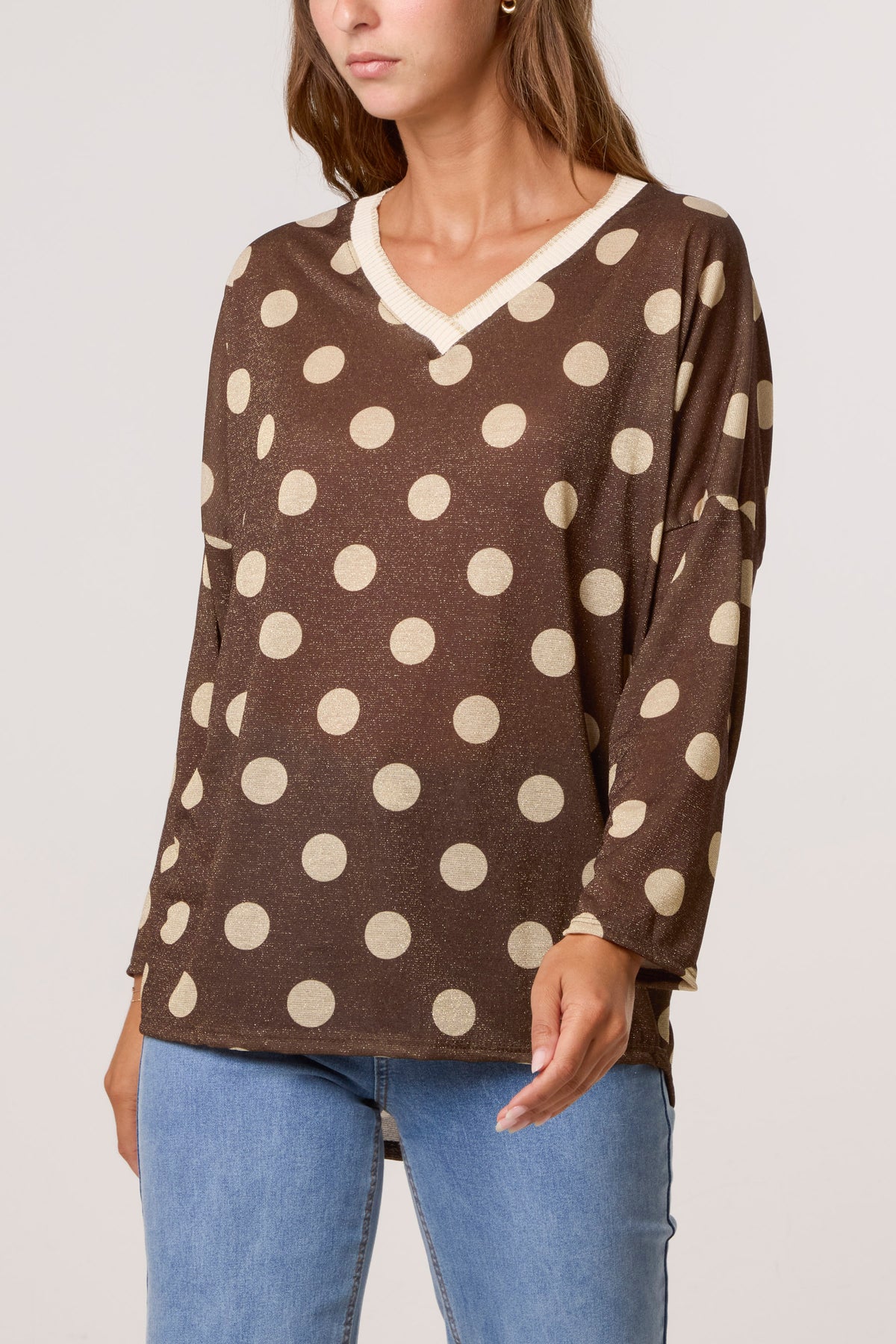 Polka Dot Lurex Fine Knit Jumper