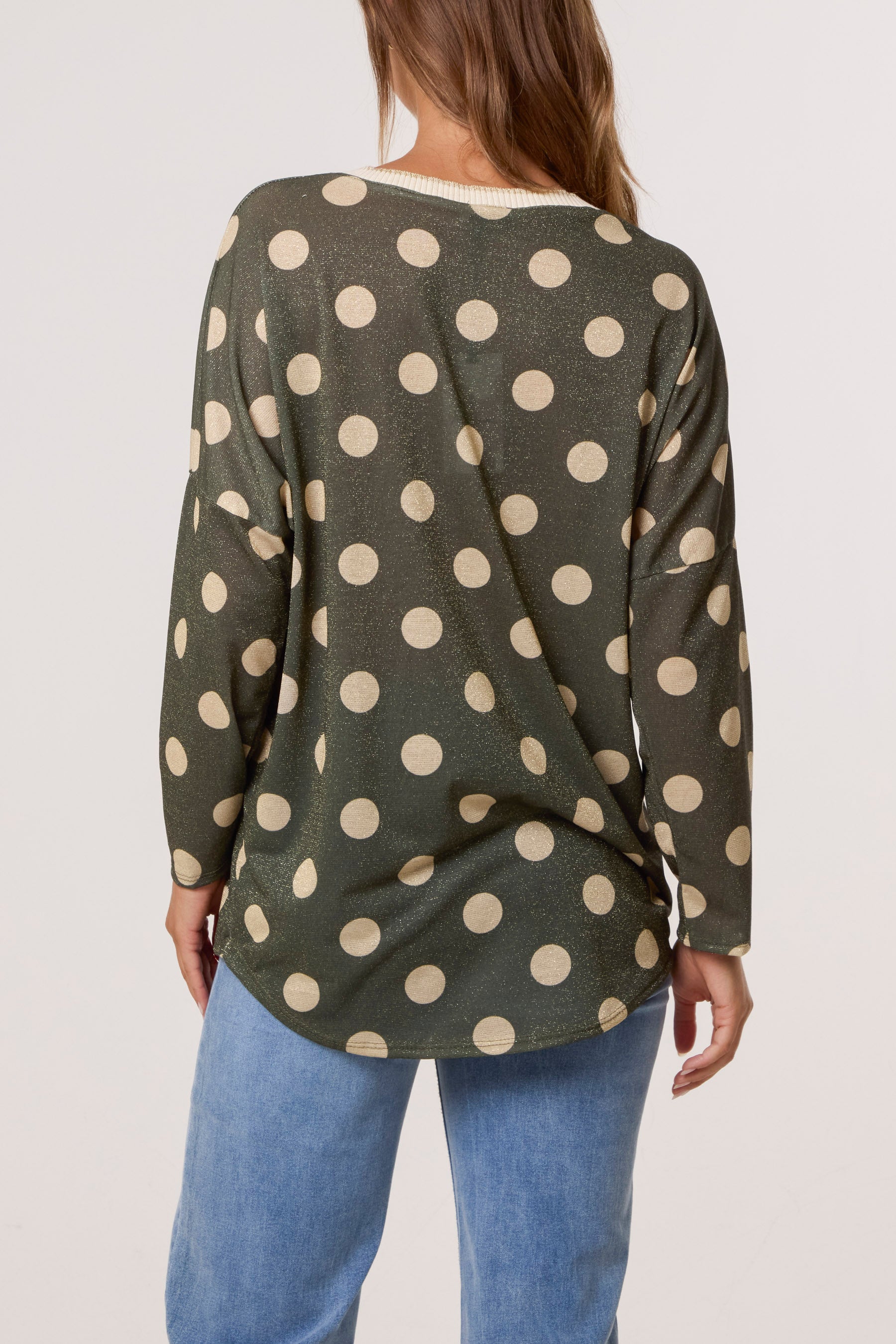 Polka Dot Lurex Fine Knit Jumper