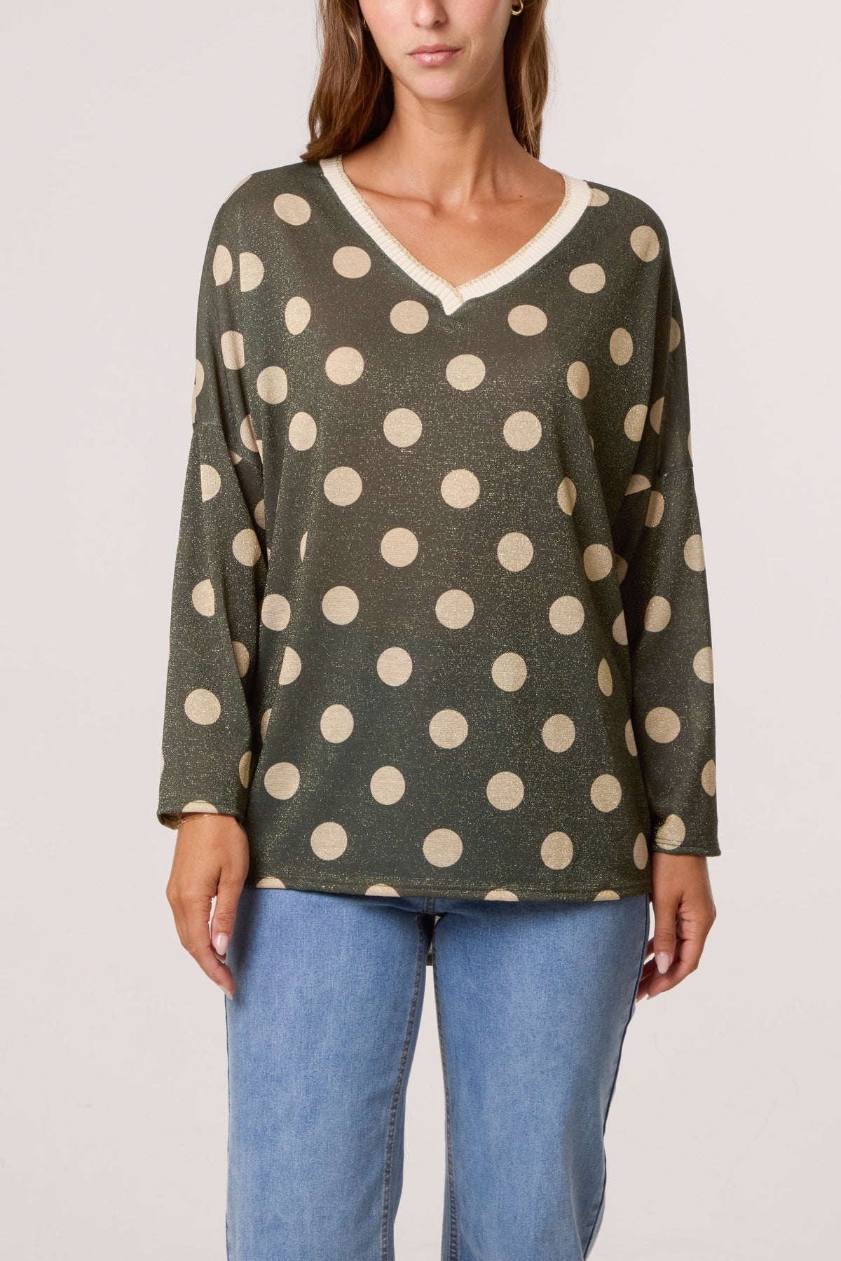 Polka Dot Lurex Fine Knit Jumper