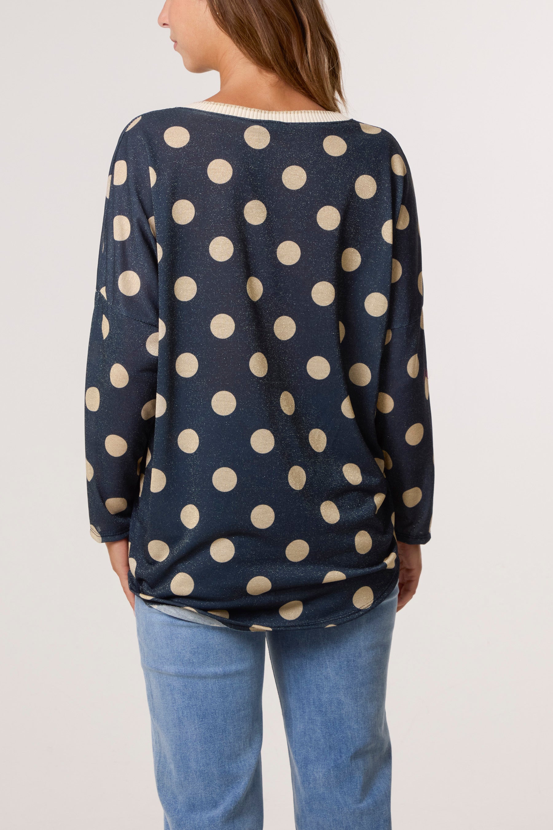 Polka Dot Lurex Fine Knit Jumper