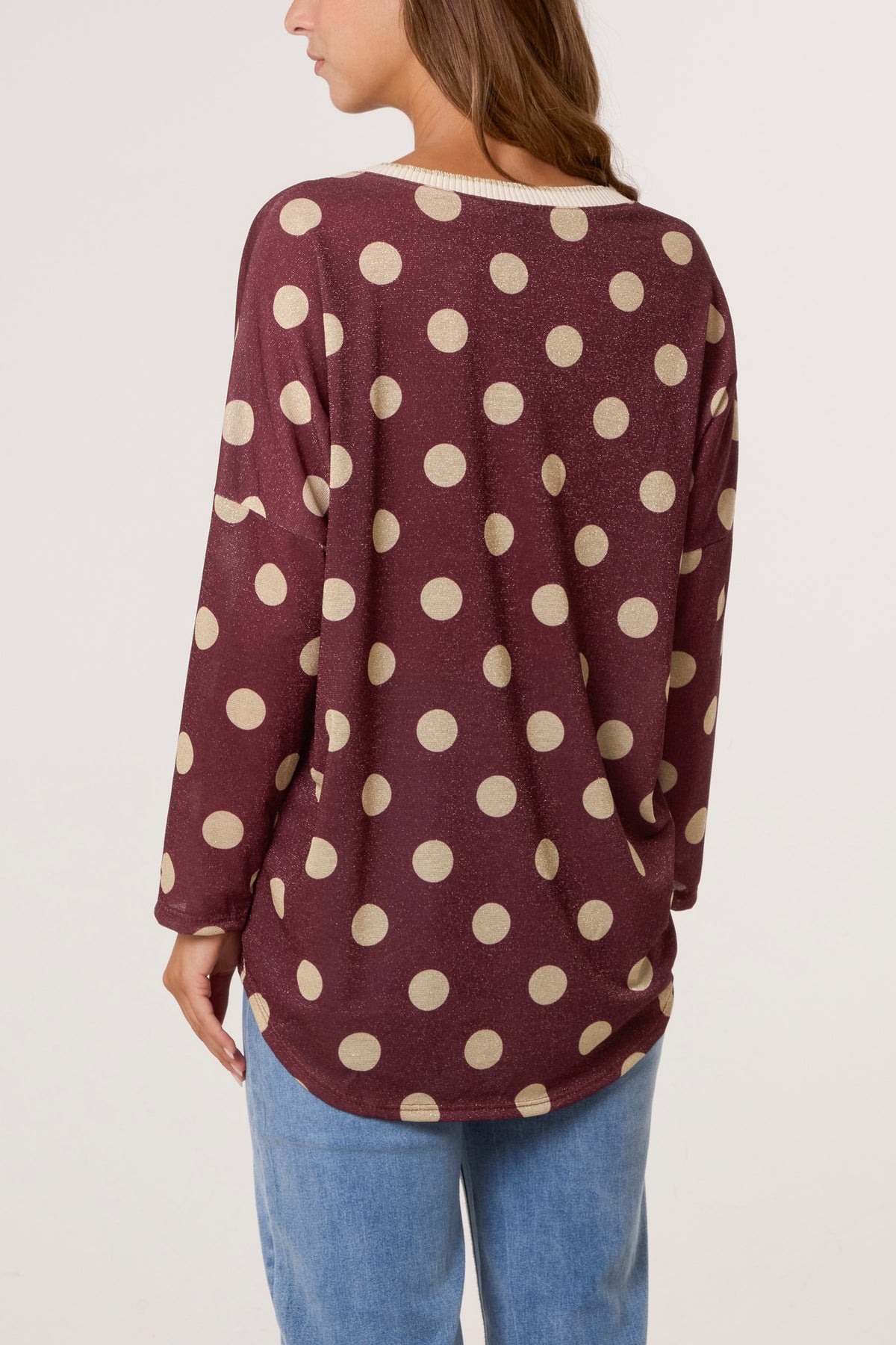 Polka Dot Lurex Fine Knit Jumper