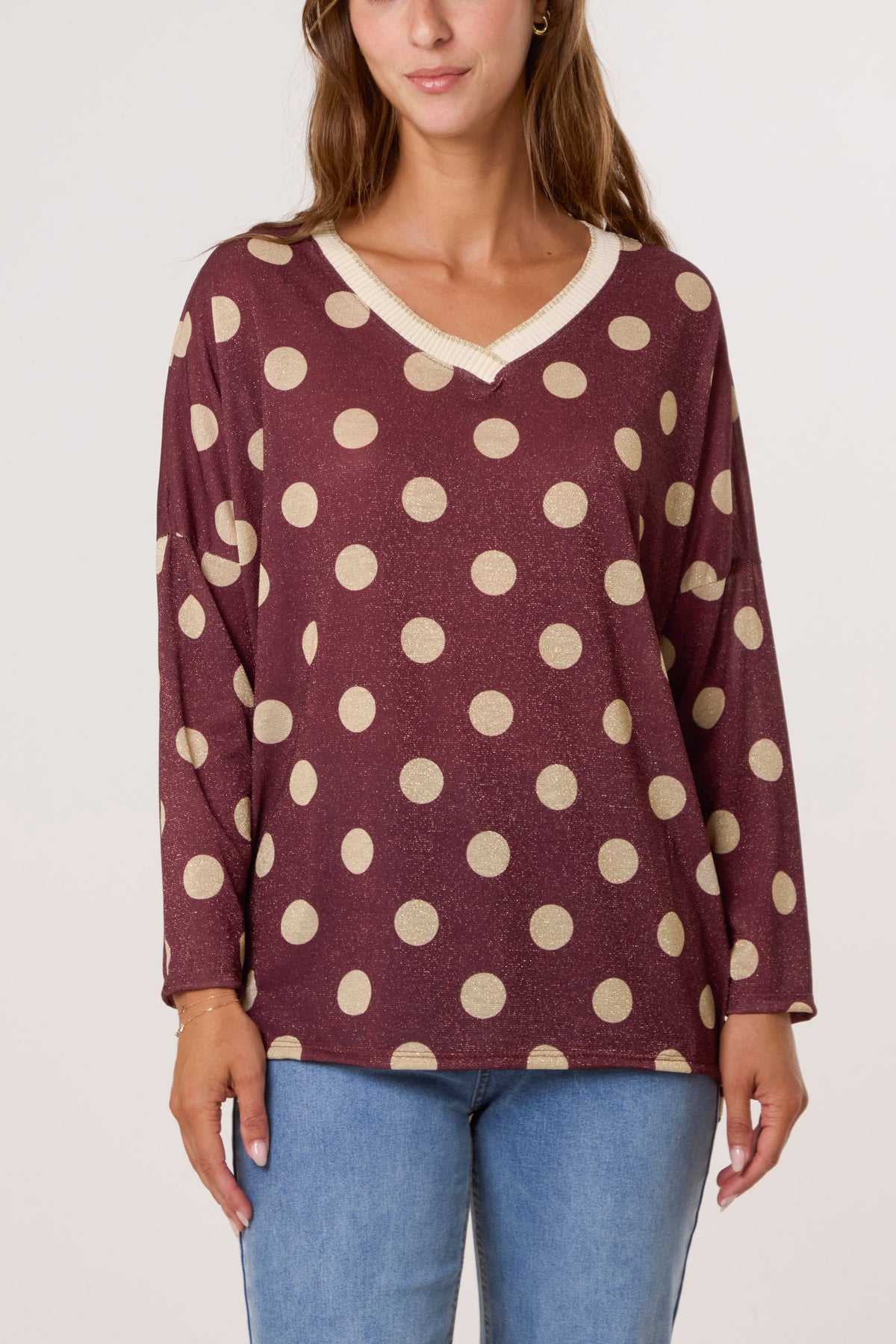 Polka Dot Lurex Fine Knit Jumper
