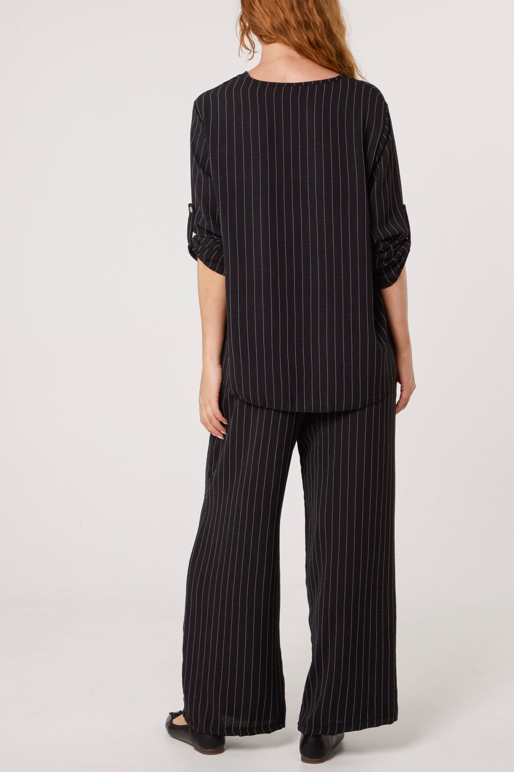 Stripe Round Neck Blouse & Trouser Set