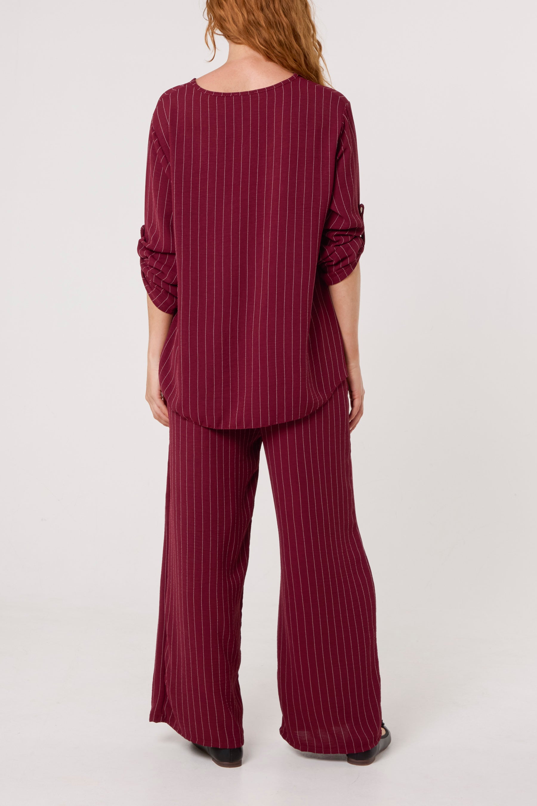 Stripe Round Neck Blouse & Trouser Set