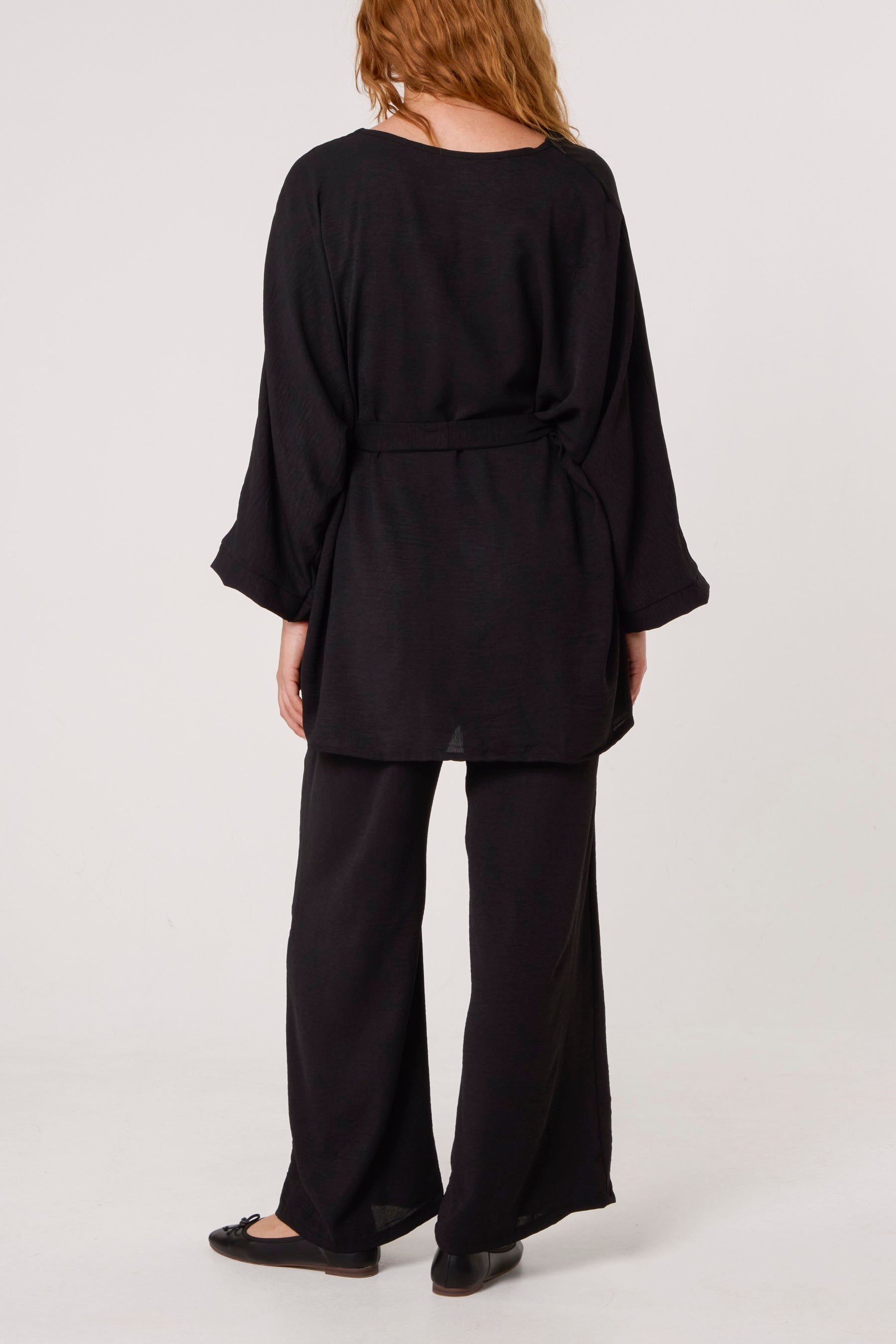 Belted Blouse & Wide Leg Trouser Set
