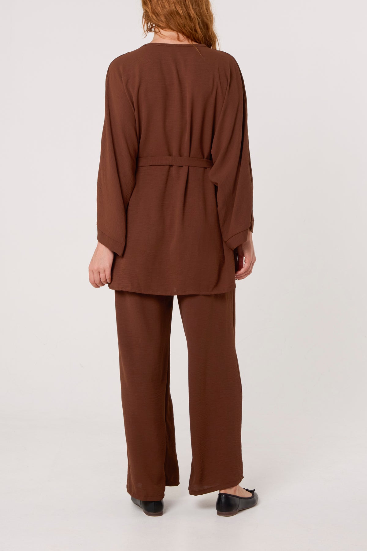 Belted Blouse & Wide Leg Trouser Set