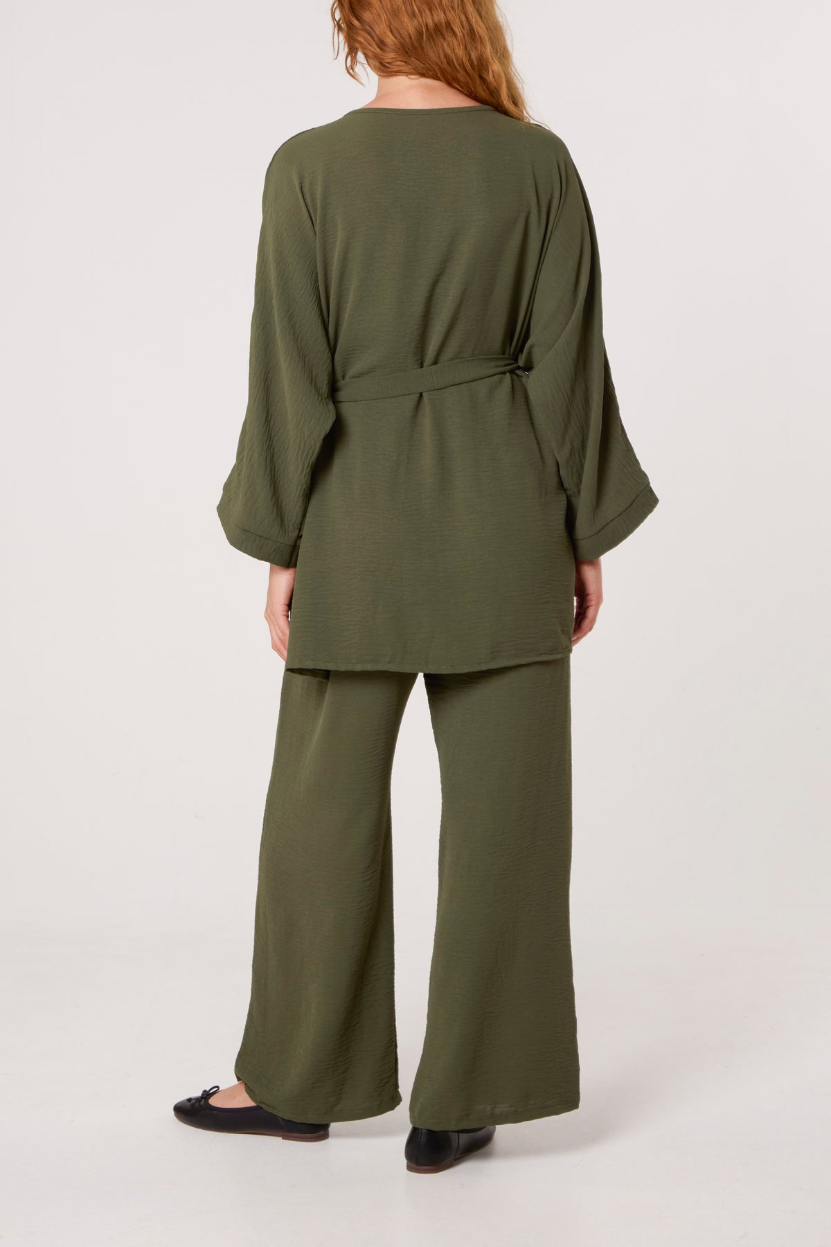 Belted Blouse & Wide Leg Trouser Set