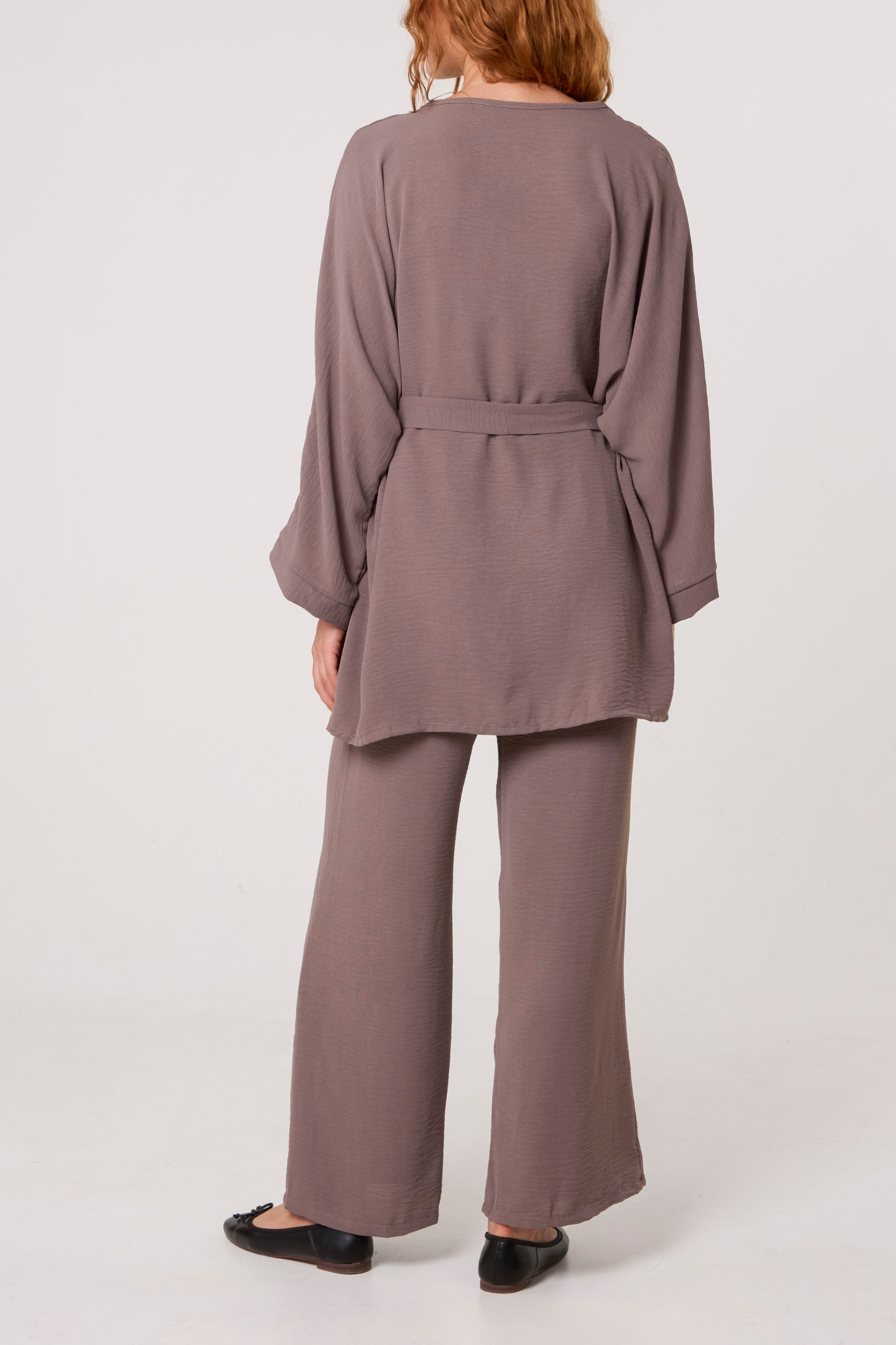 Belted Blouse & Wide Leg Trouser Set