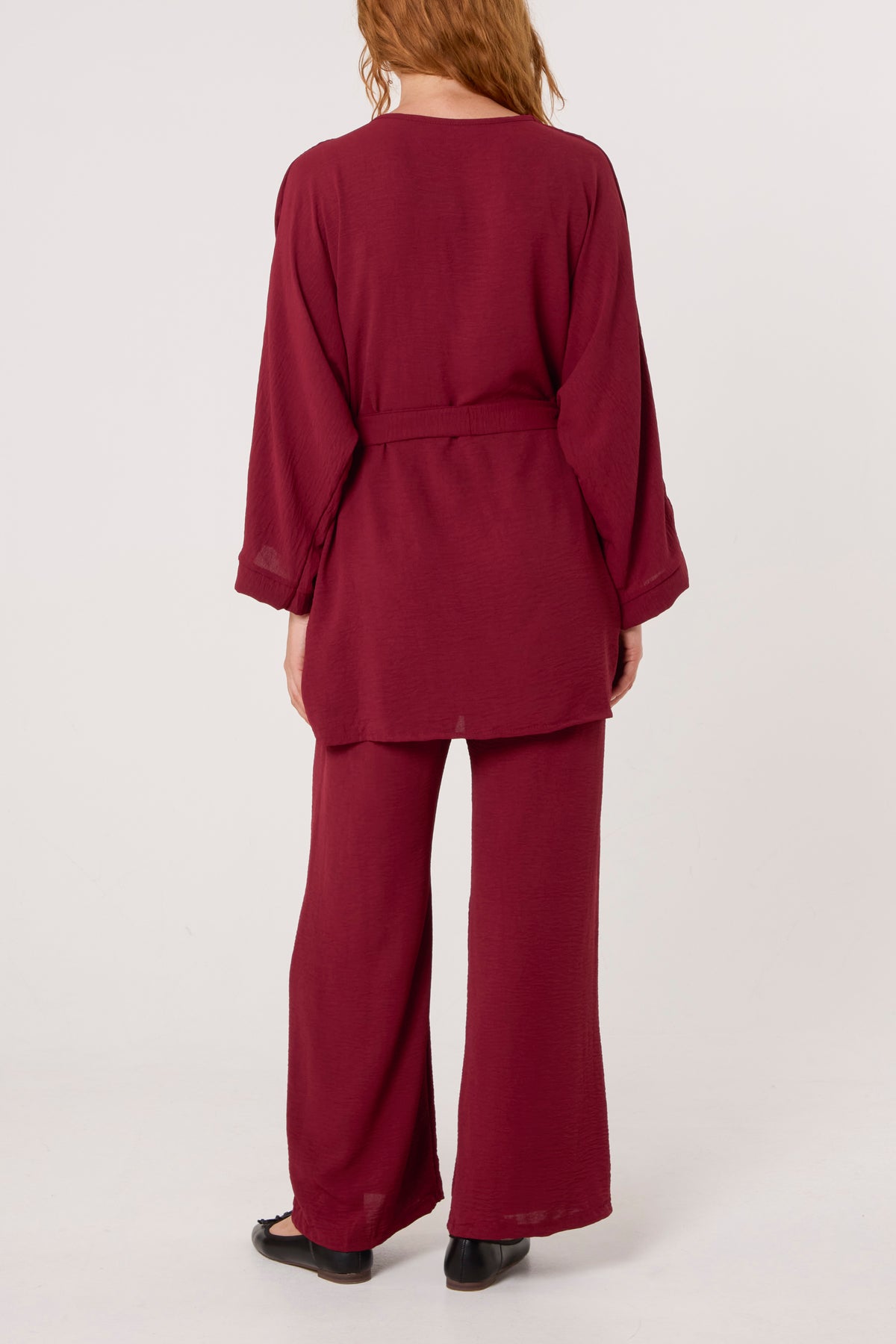 Belted Blouse & Wide Leg Trouser Set