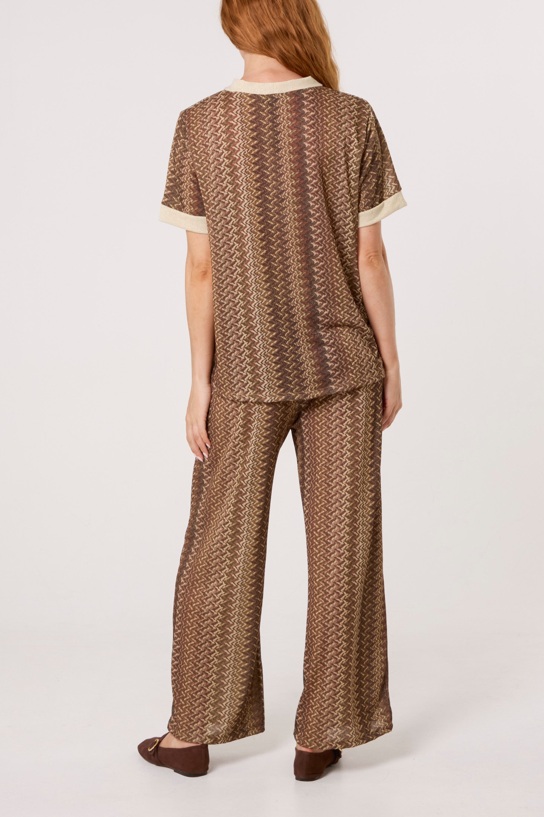 Shimmer Zig Zag Contrast Top & Trousers