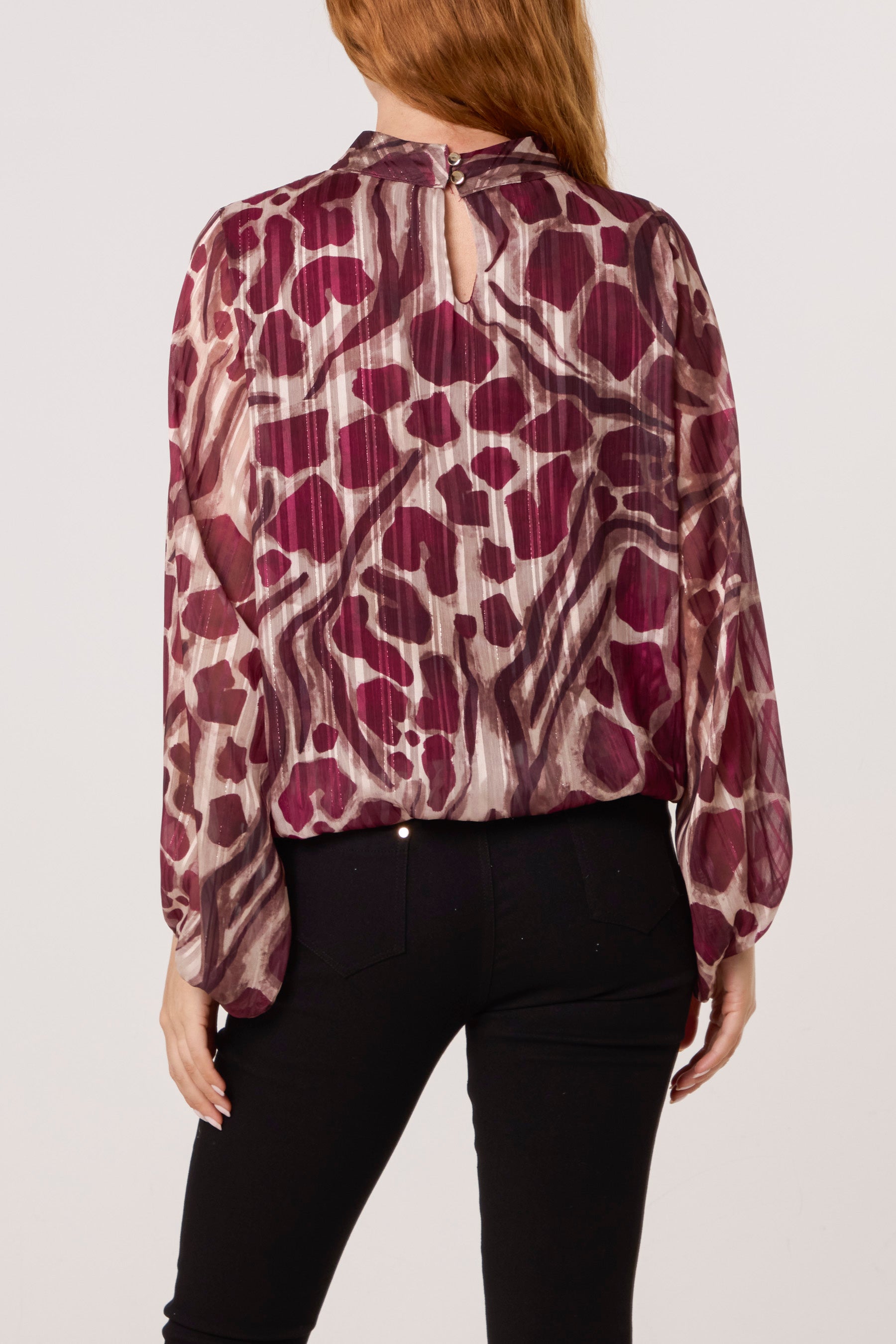 Lurex Pebble High Neck Blouse