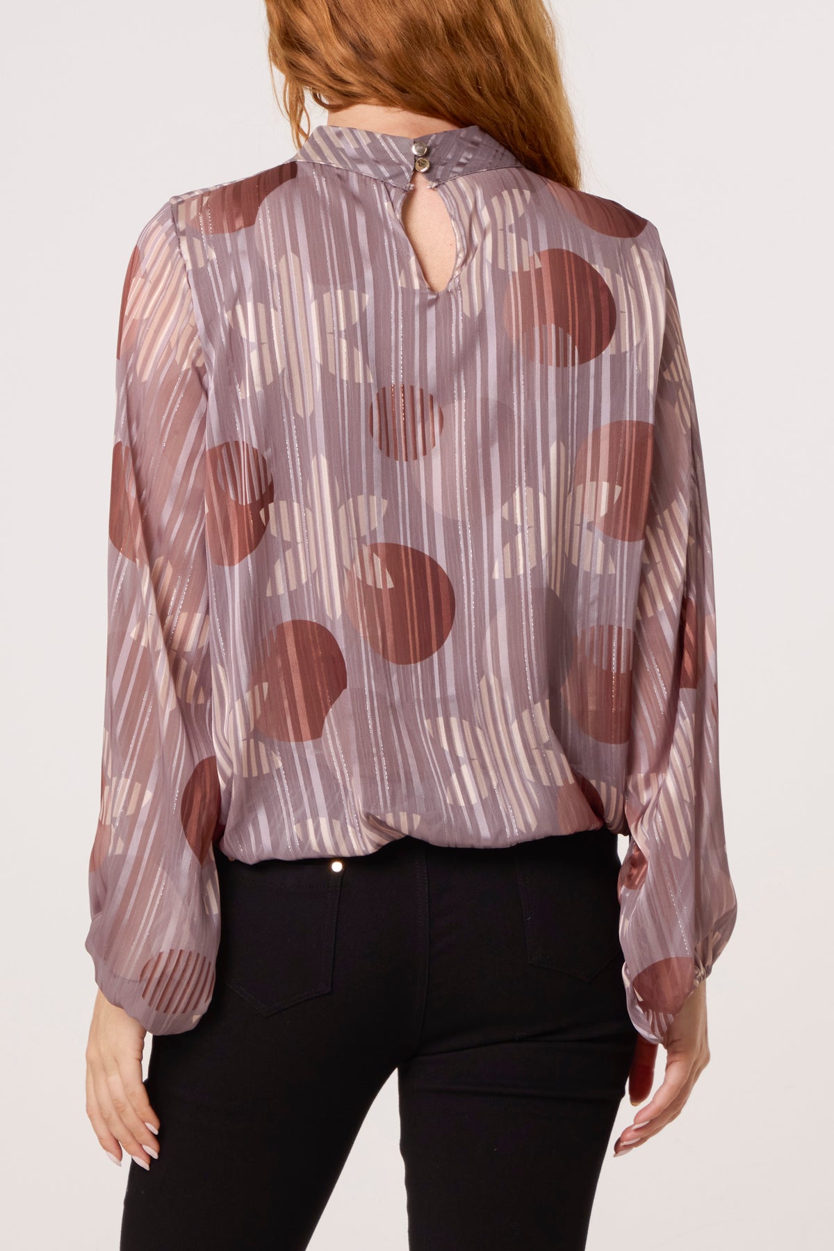 Lurex Circles High Neck Blouse