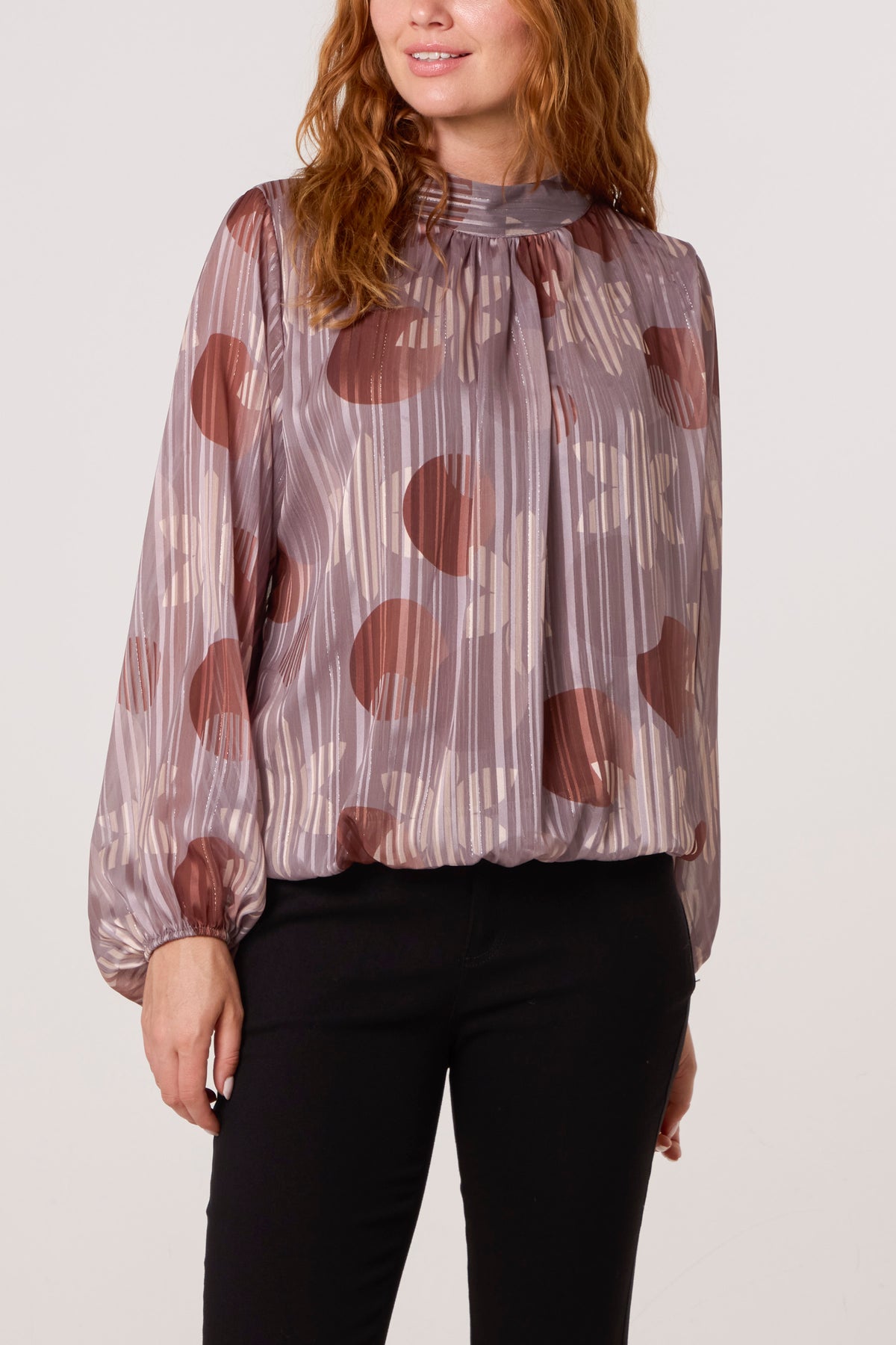 Lurex Circles High Neck Blouse