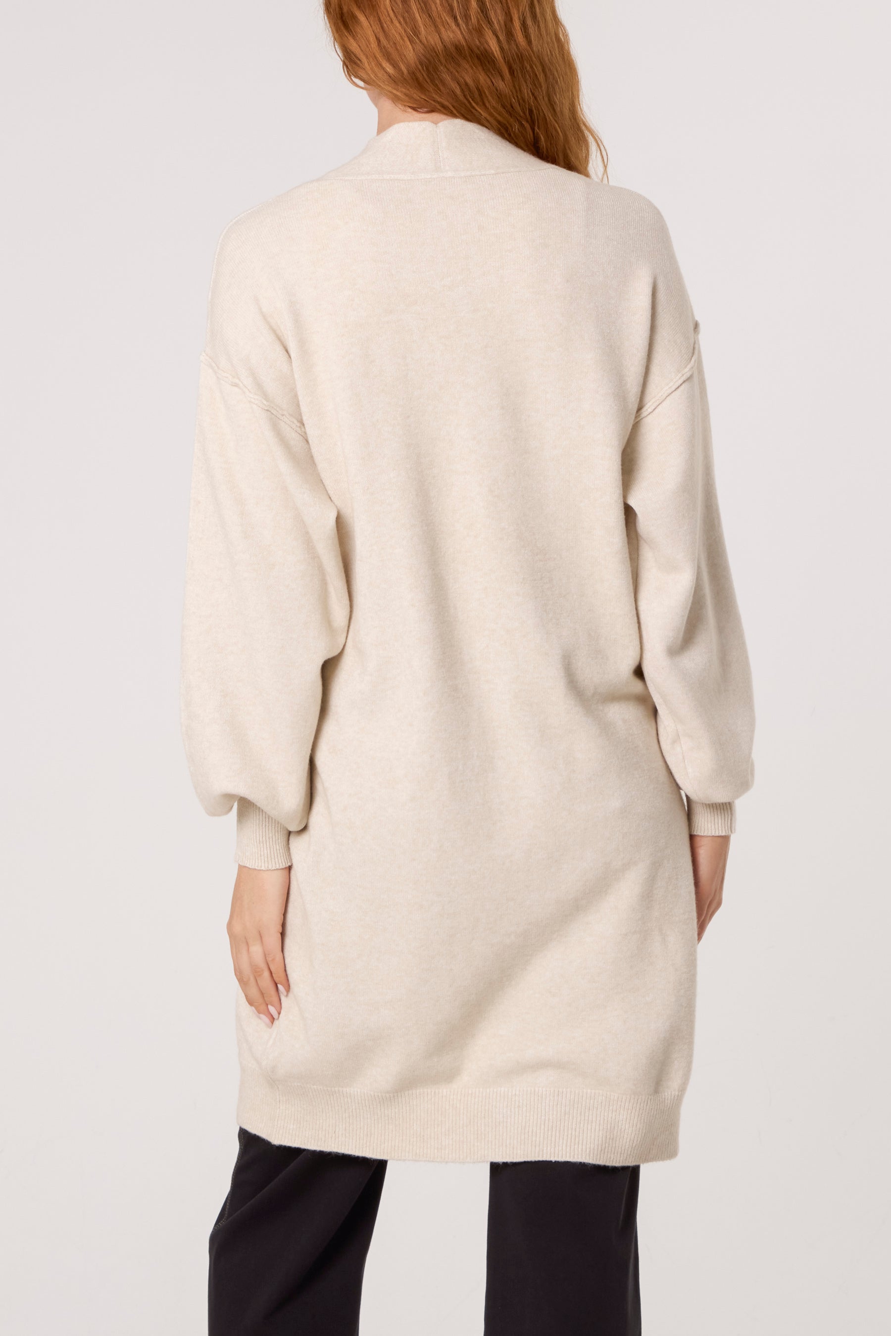 Longline Broch Detail Pockets Cardigan