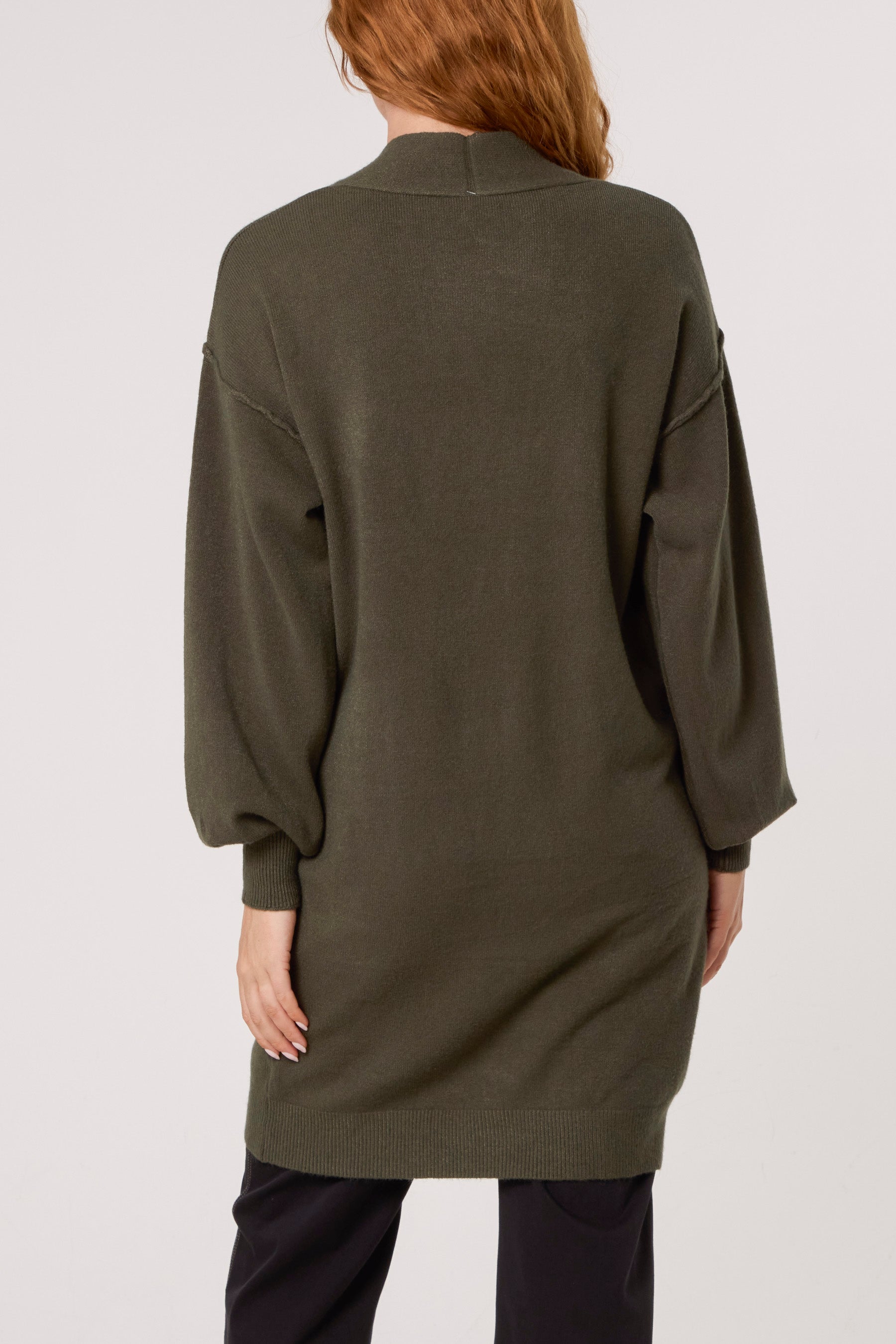 Longline Broch Detail Pockets Cardigan