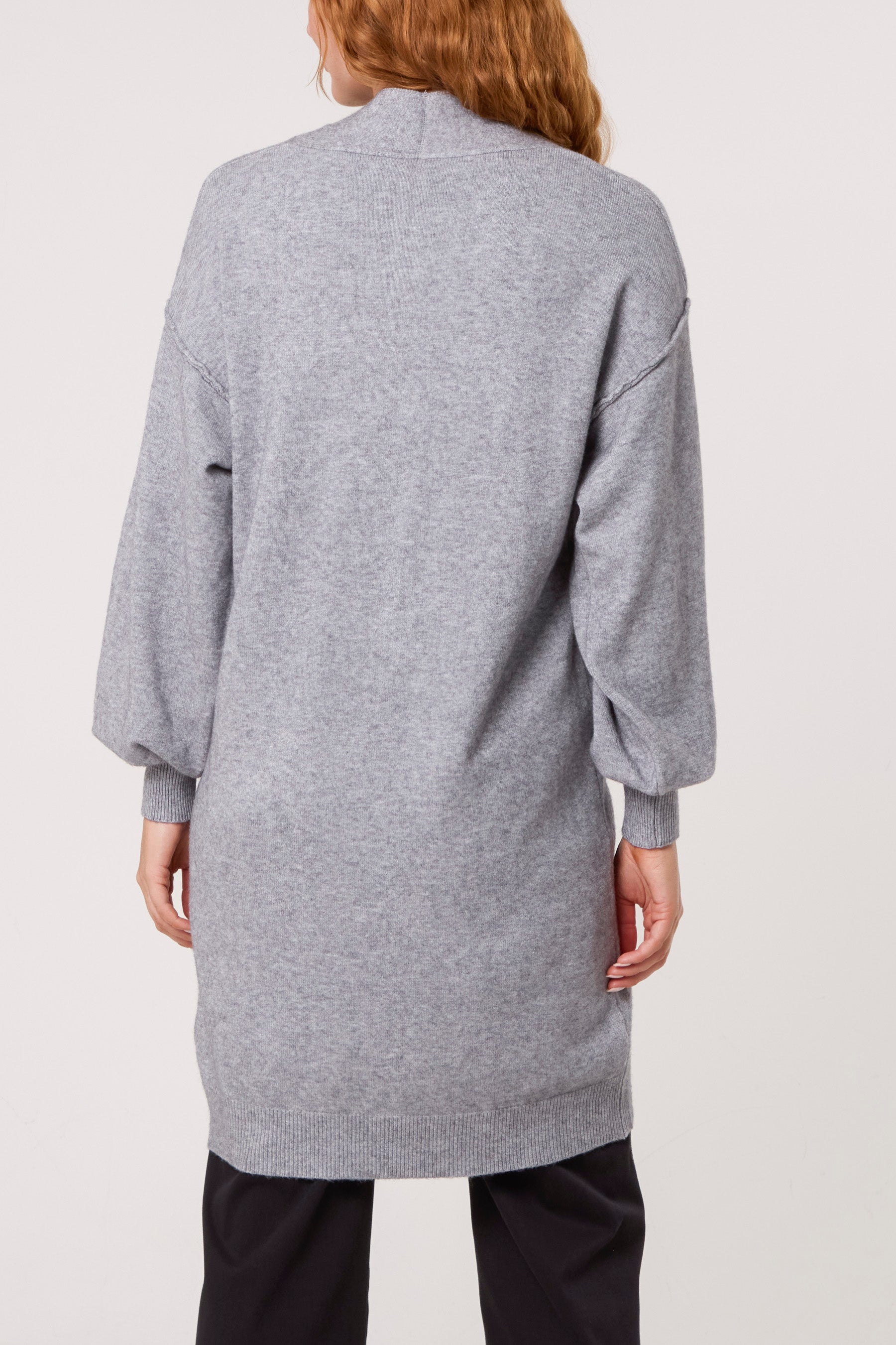 Longline Broch Detail Pockets Cardigan