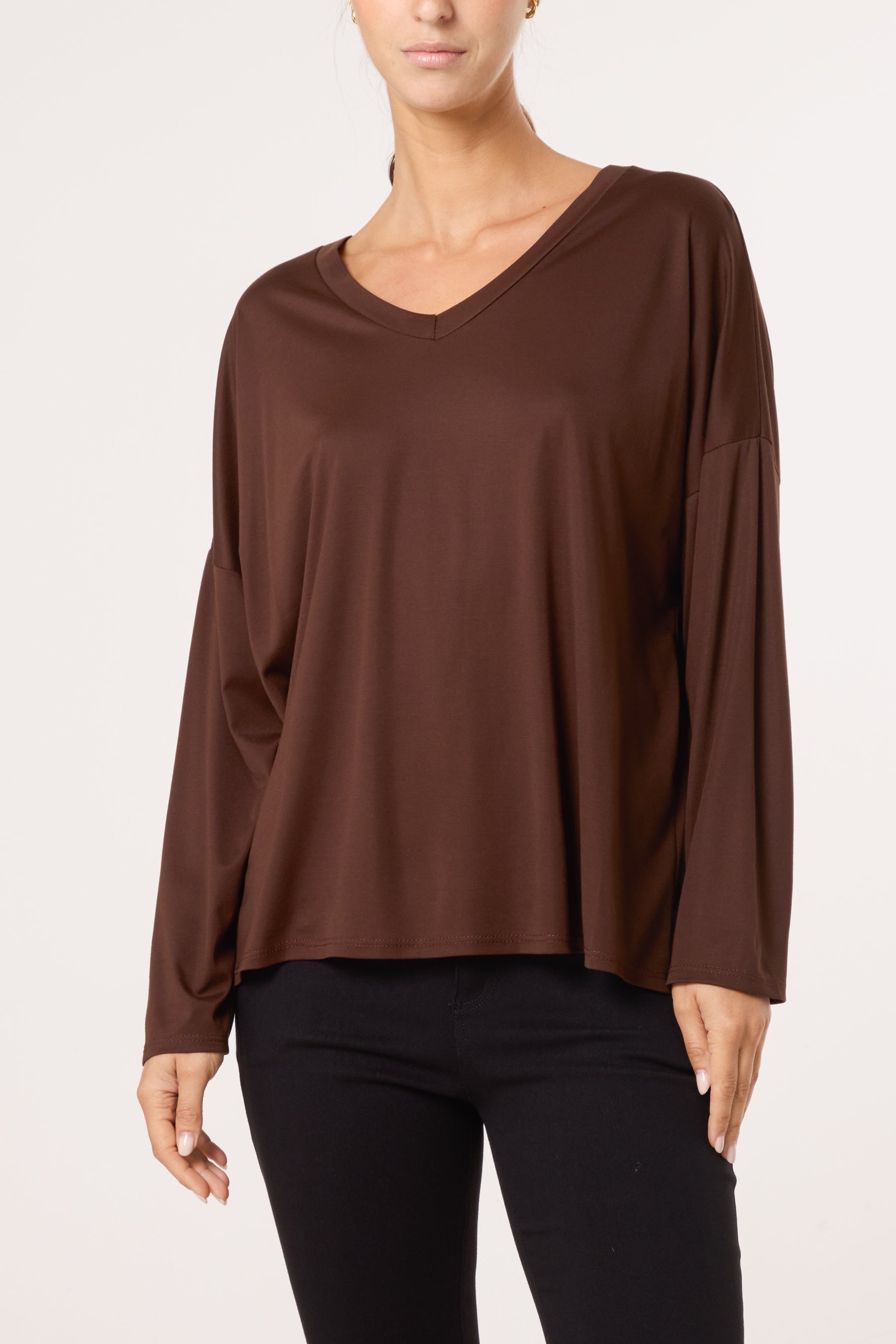 V-Neck Long Sleeve Basic T-Shirt