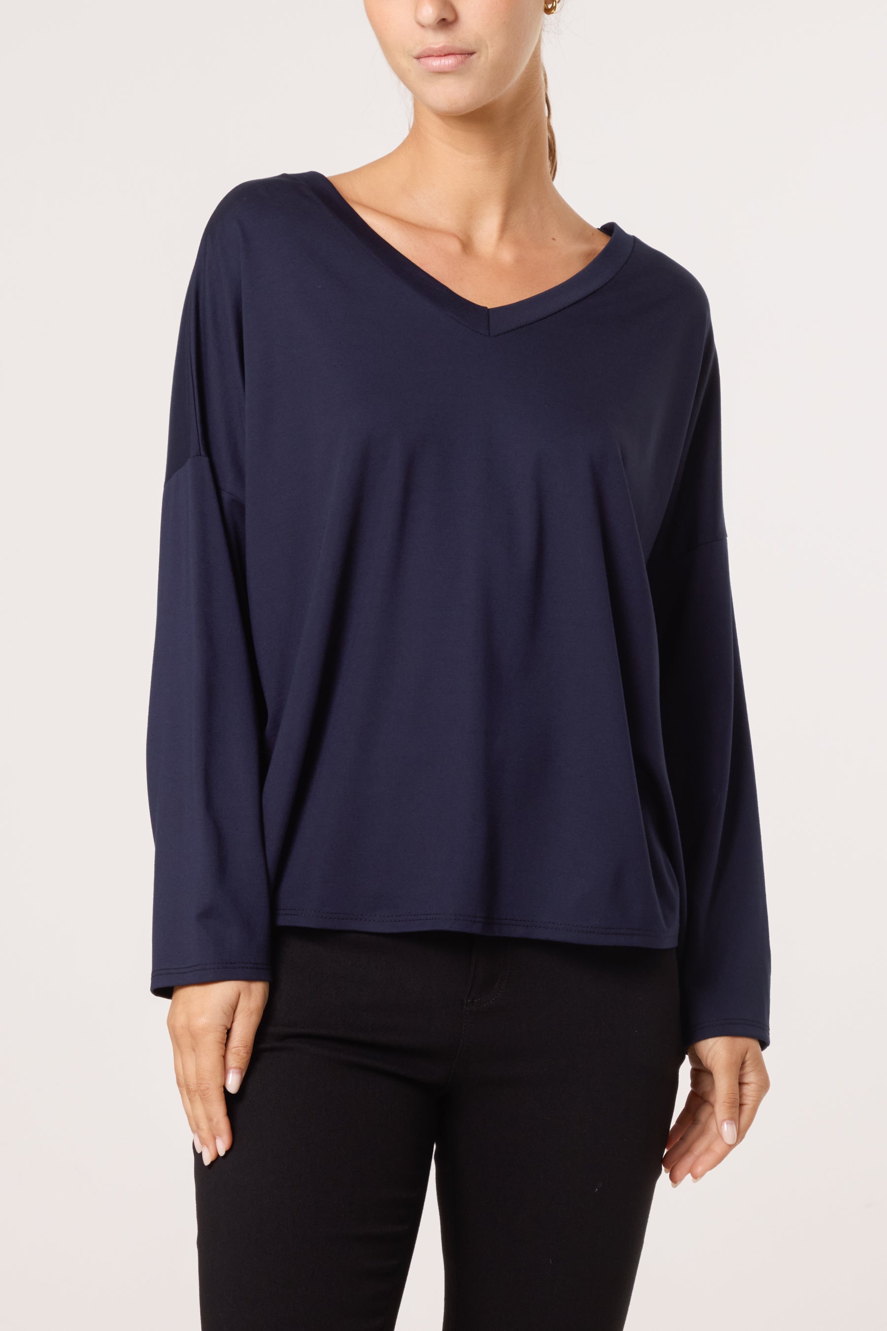 V-Neck Long Sleeve Basic T-Shirt