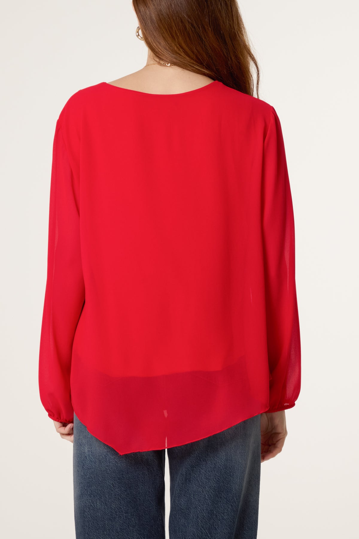 Necklace Tie Side Chiffon Blouse