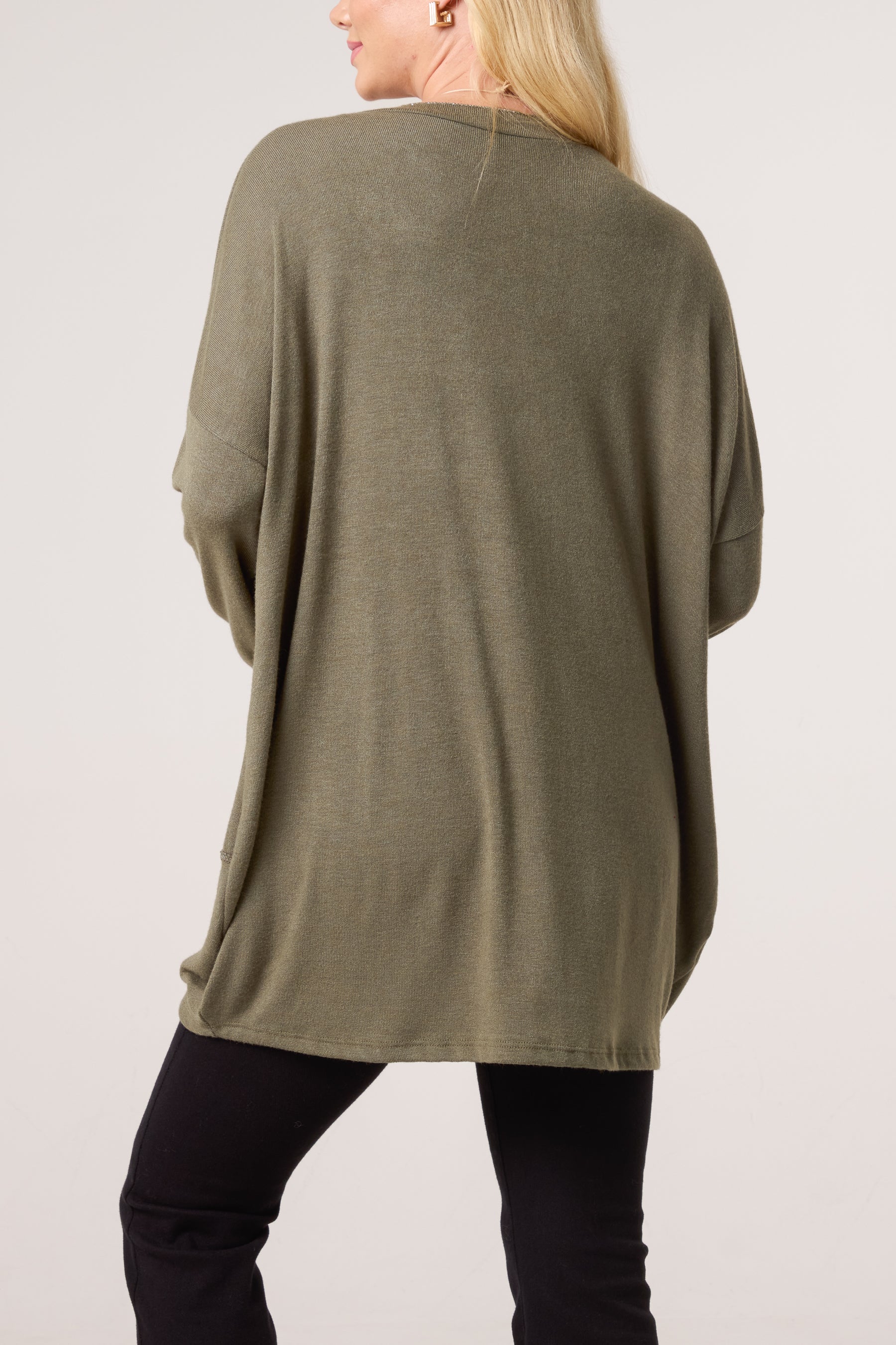 Necklace Lurex Trim Fine Knit Jumper