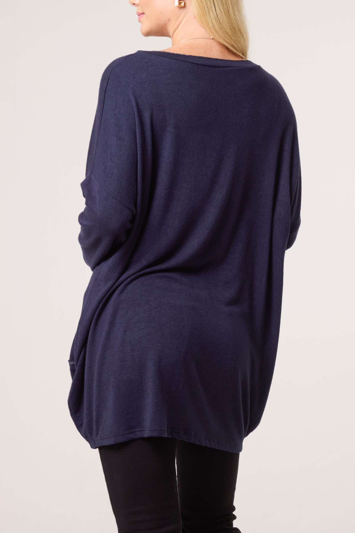 Necklace Lurex Trim Fine Knit Jumper