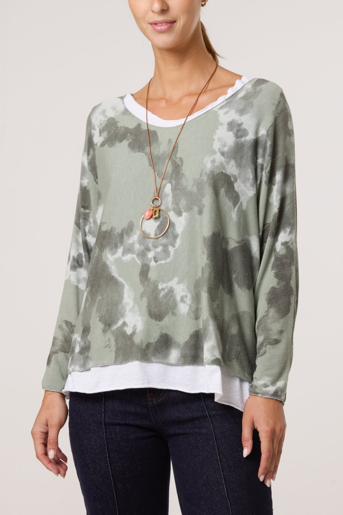 Necklace Blurred Double Layer Top