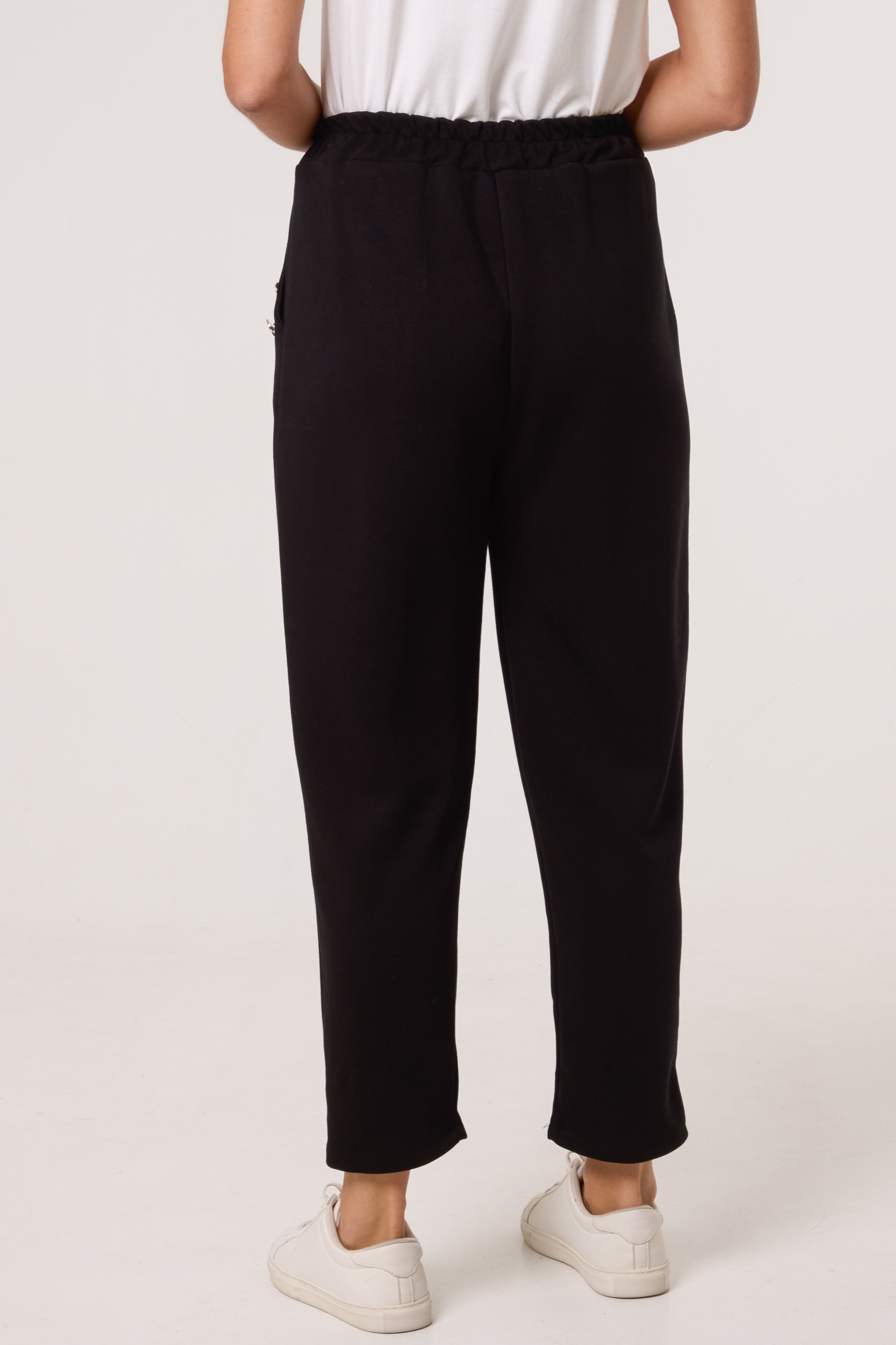 Gold Button Detail Soft Touch Trousers