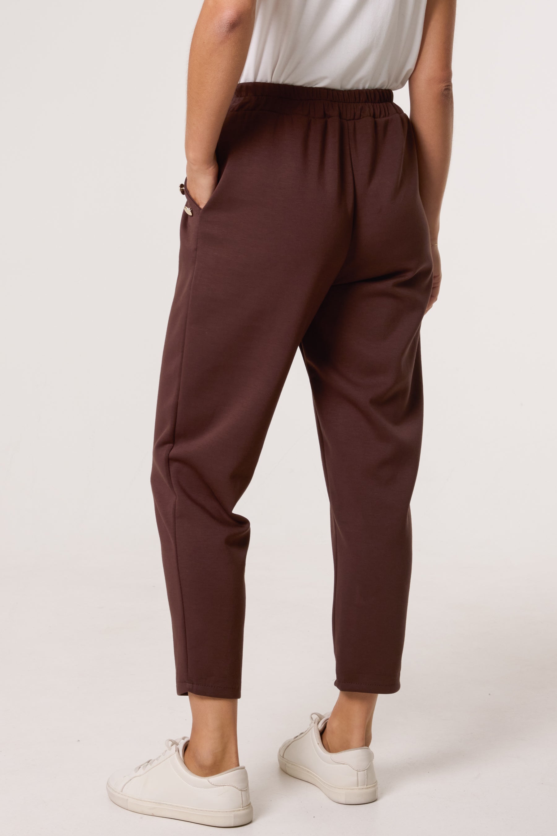 Gold Button Detail Soft Touch Trousers