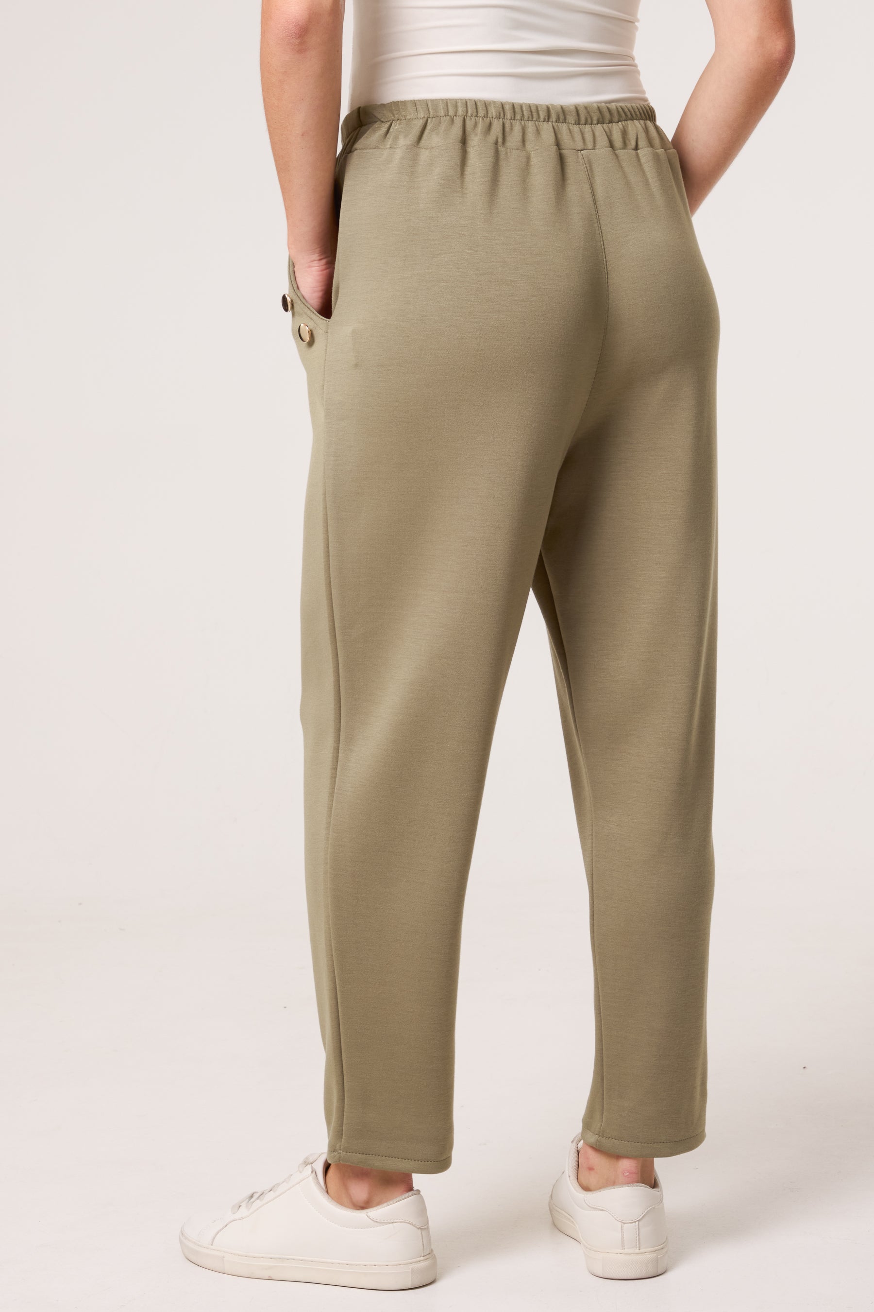 Gold Button Detail Soft Touch Trousers