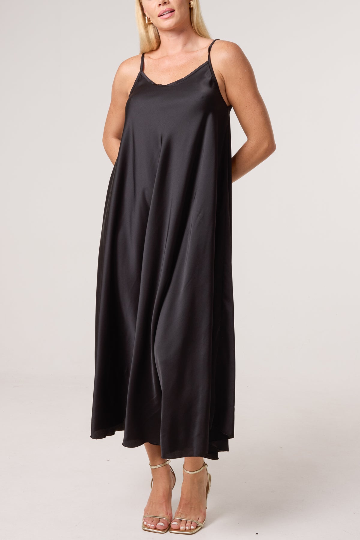 Strappy Satin Maxi Dress