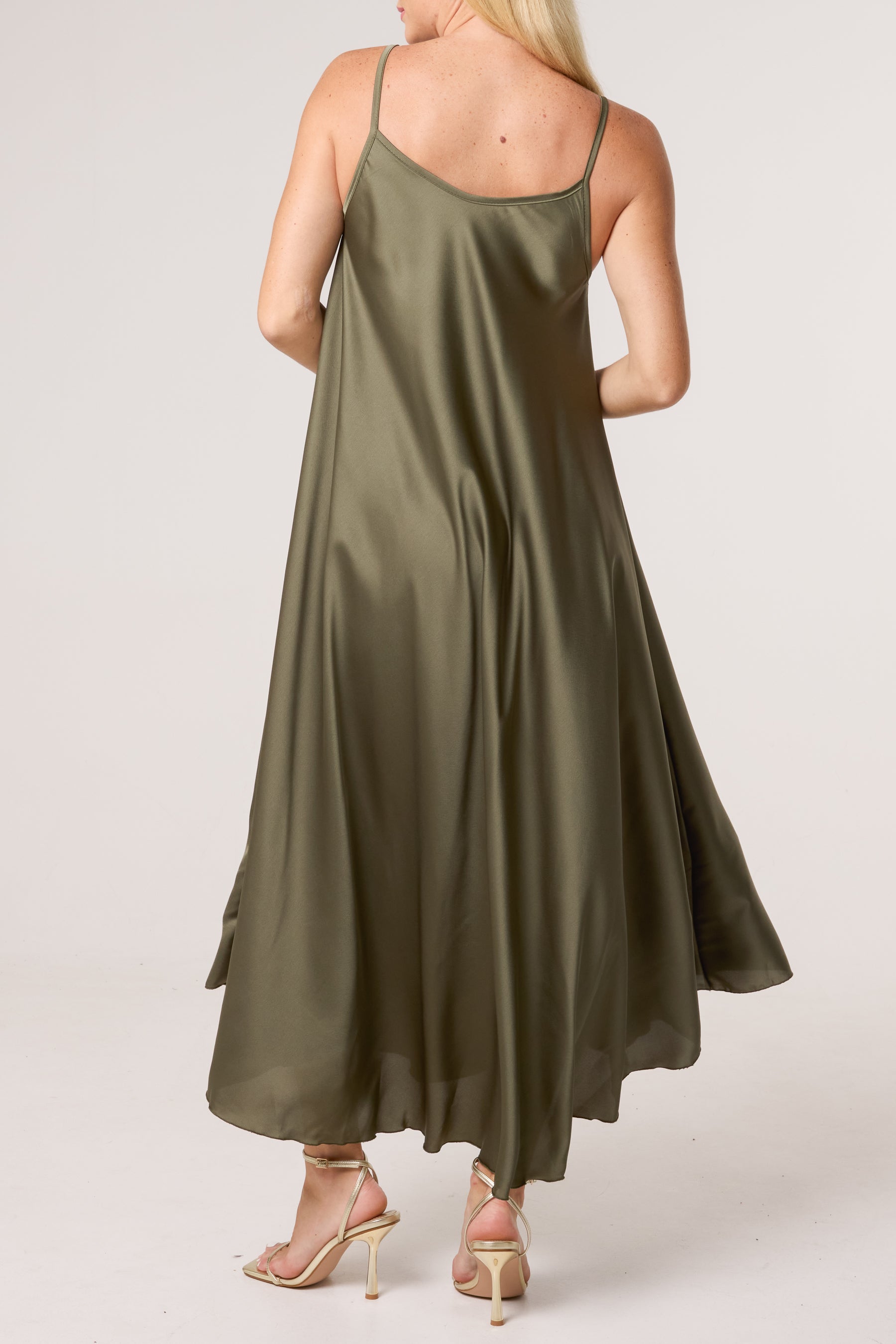 Strappy Satin Maxi Dress