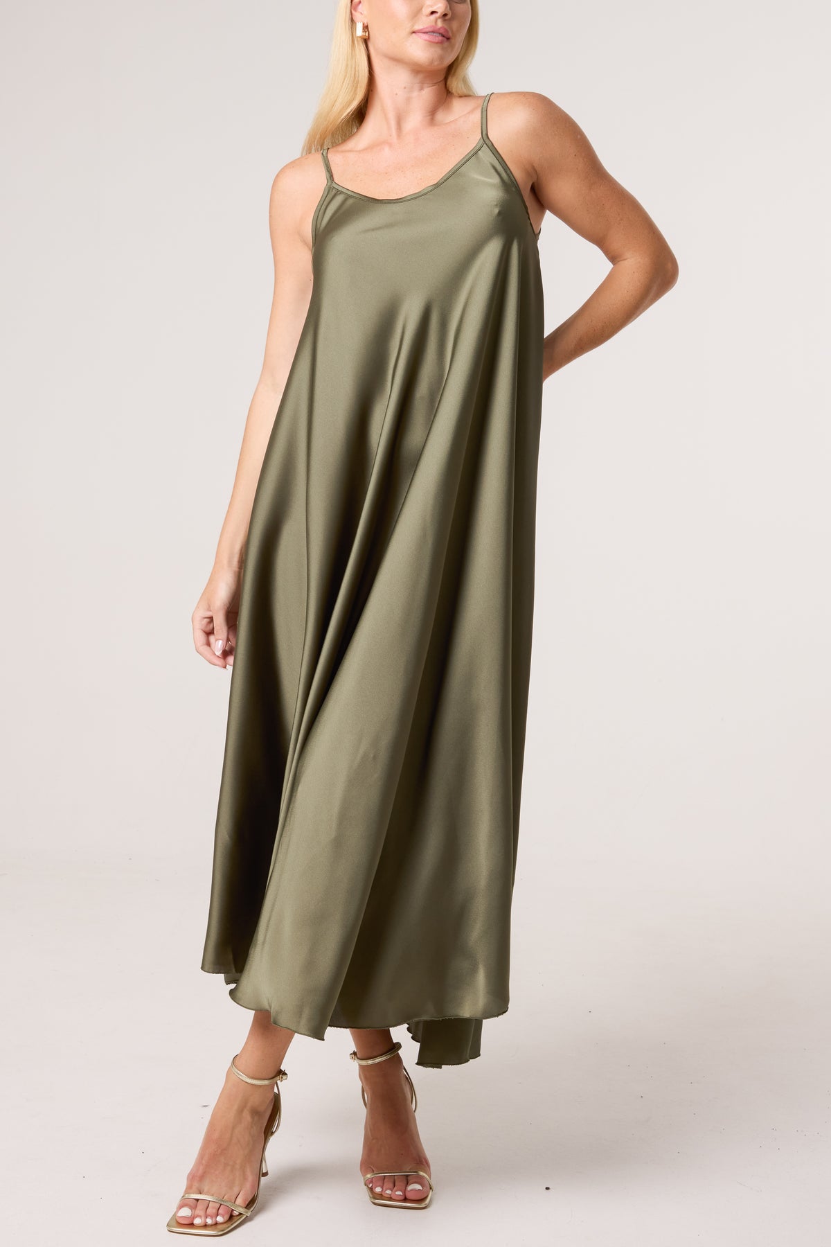 Strappy Satin Maxi Dress
