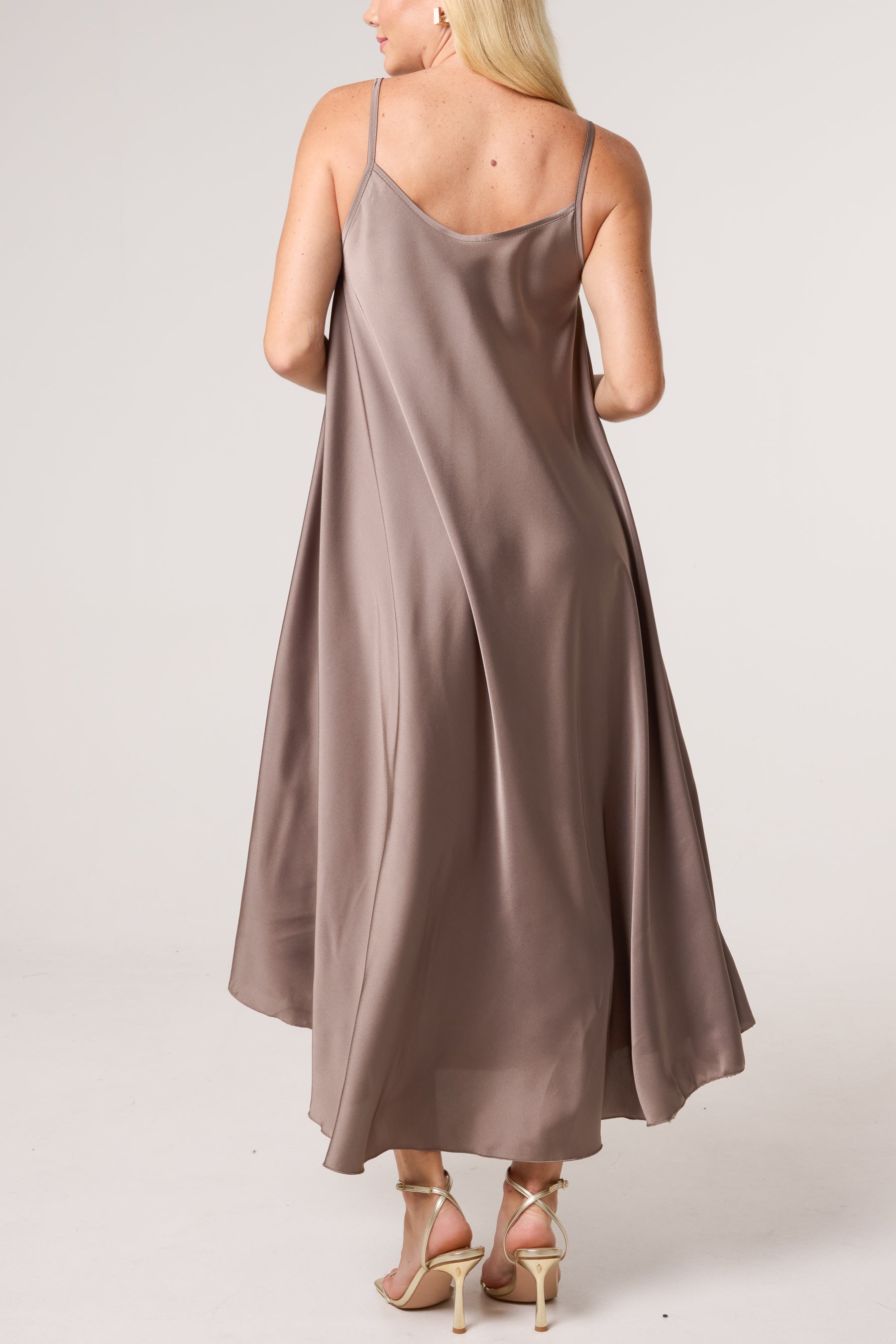 Strappy Satin Maxi Dress